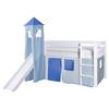 Igralna Postelja Kasper, 90x200, Modra, Tobogan, Stolp - svetlo modra/bela, Natur, les (90/200cm) - MID.YOU