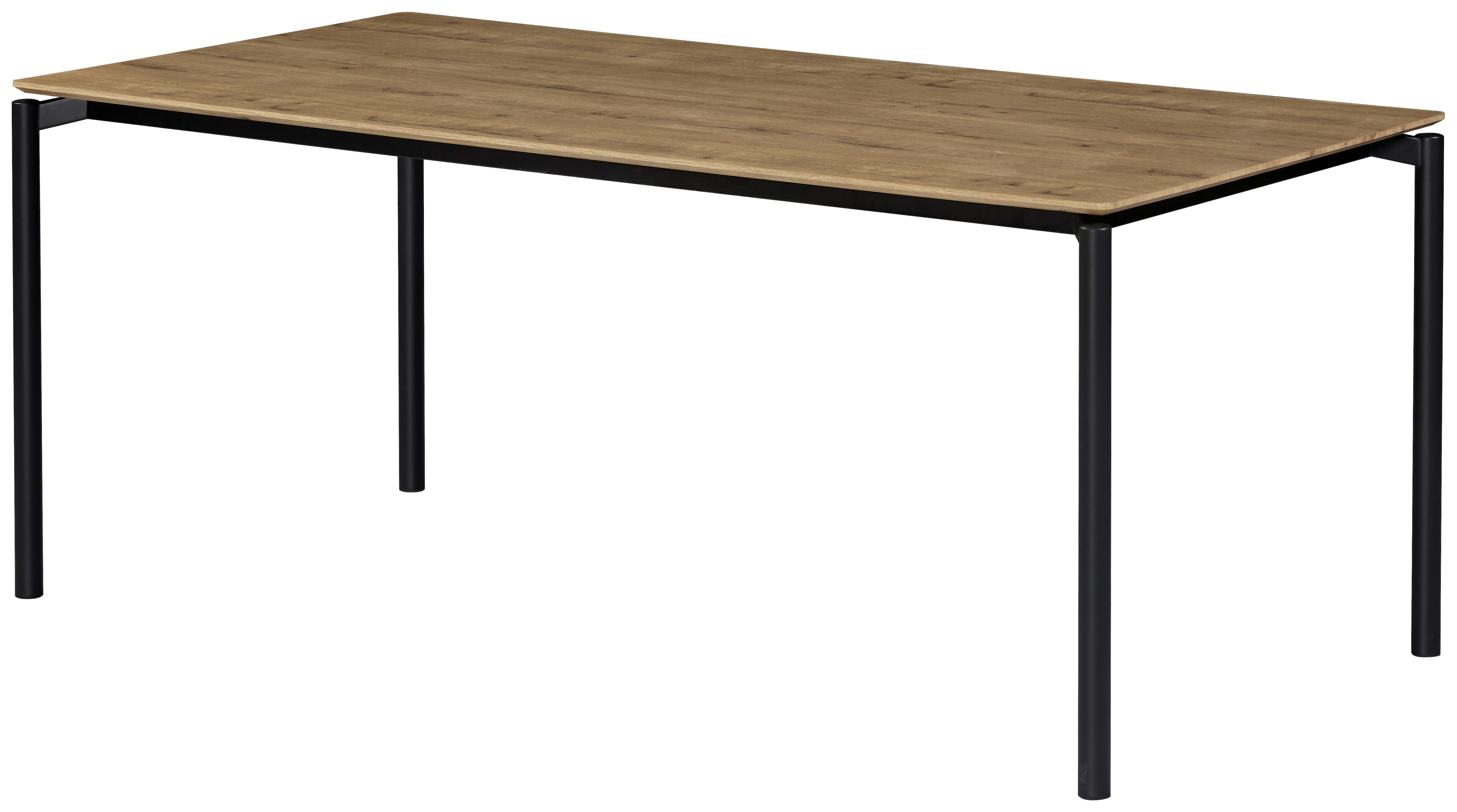 Esstisch Lido Eichefarben ca. 180x76x90cm - Eichefarben/Schwarz, MODERN, Holzwerkstoff/Metall (180/90/76cm) - Mömax