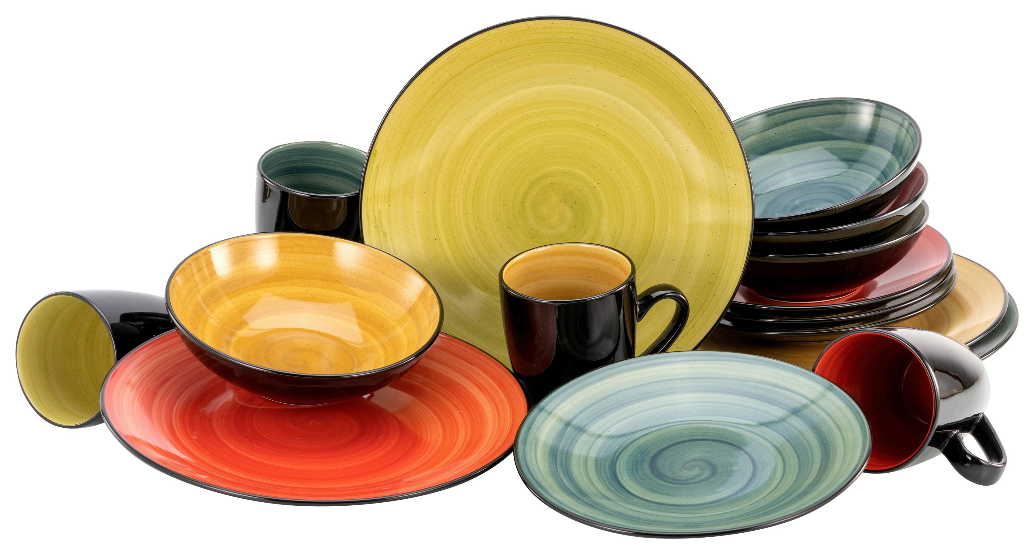 Kombiservice Samoa aus Steinzeug, 16-teilig - Multicolor, MODERN, Keramik (32,5/31/31cm) - Creatable