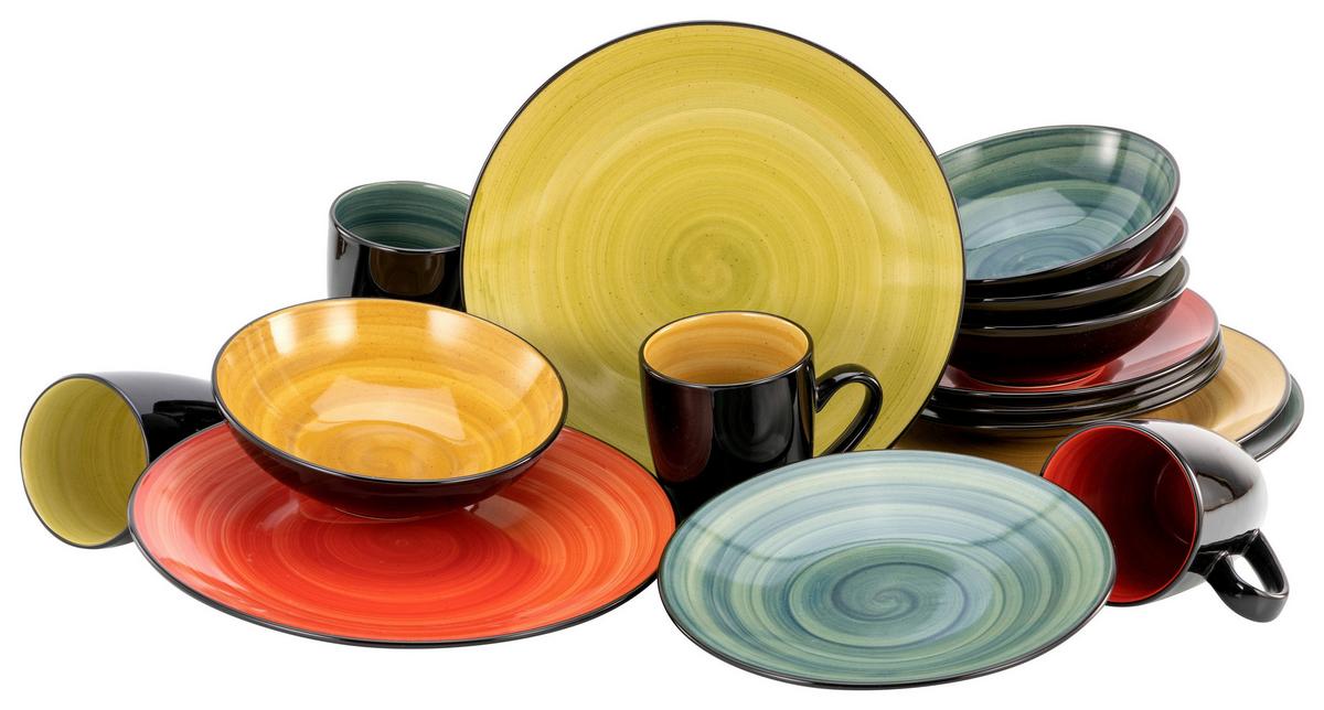 Kombiservice Samoa aus Steinzeug, 16-teilig - Multicolor, MODERN, Keramik (32,5/31/31cm) - Creatable