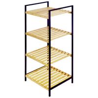 Polica Franz 2 - prirodne boje/crna, Moderno, metal/prirodni materijali (37,5/95/33cm) - Modern Living