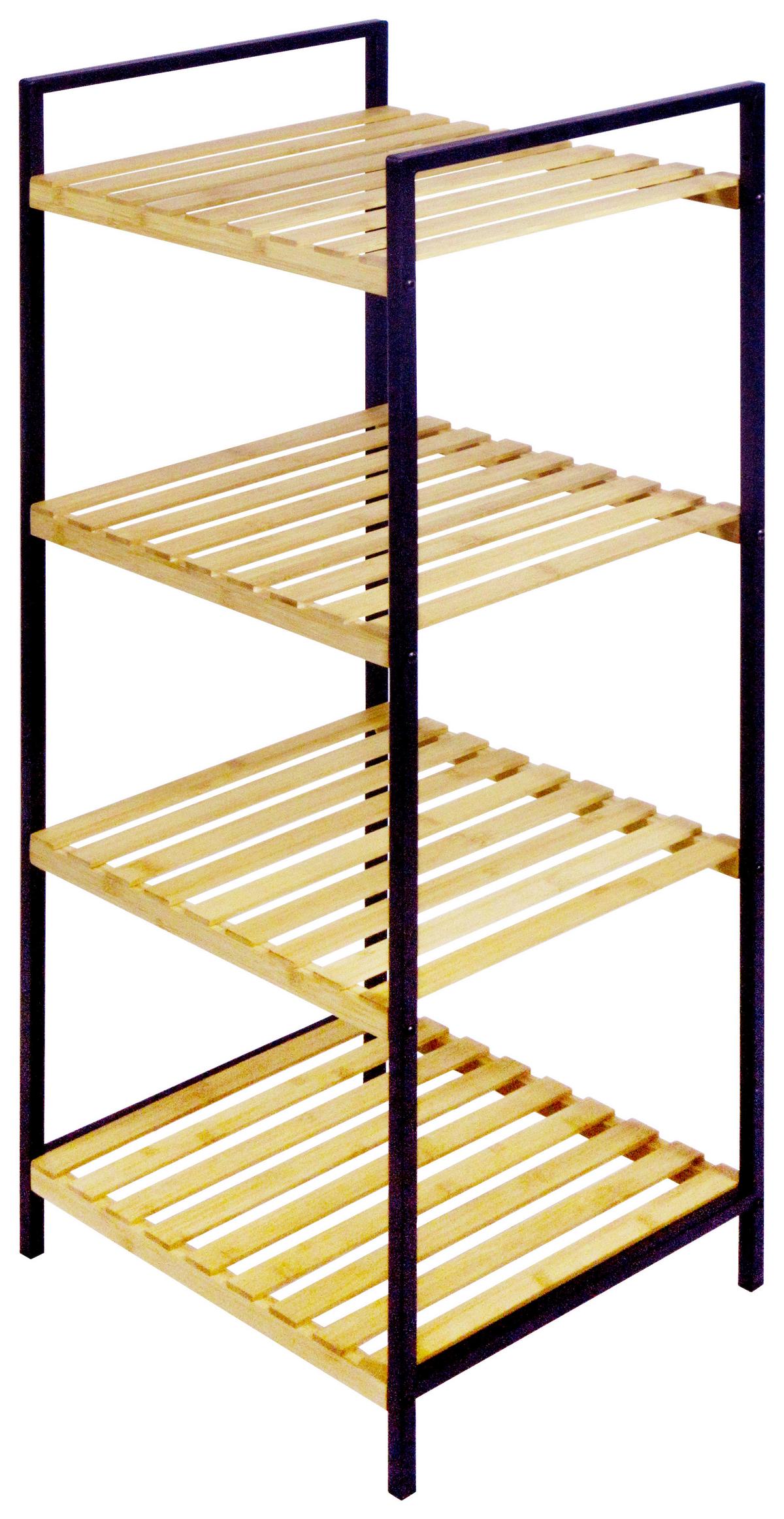 Polica Franz 2 - prirodne boje/crna, Moderno, metal/prirodni materijali (37,5/95/33cm) - Modern Living