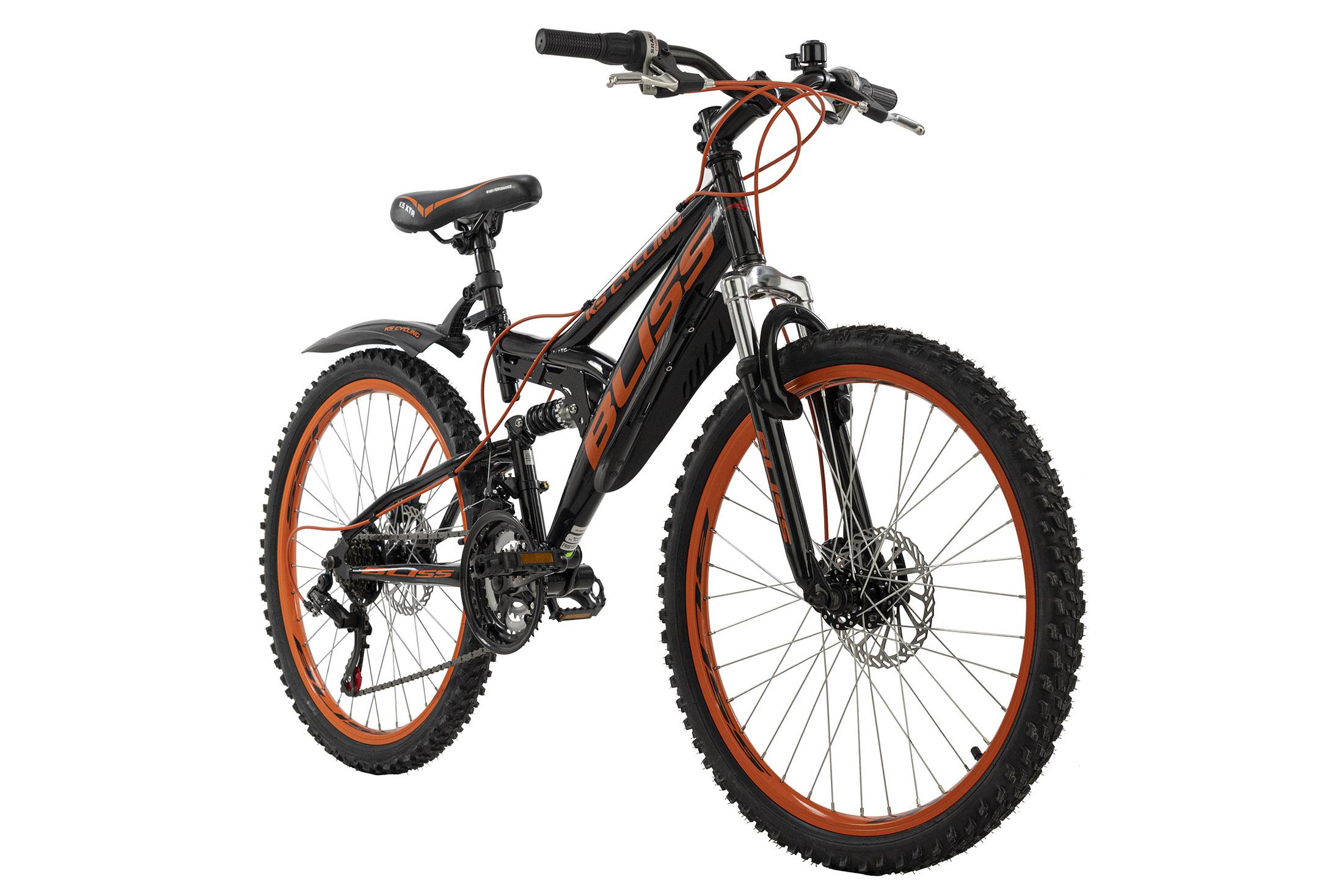 KINDERFAHRRAD MTB Fully 24" Bliss RH 38cm - Schwarz/Orange, Basics, Metall (180/70/80cm) - Atrigo
