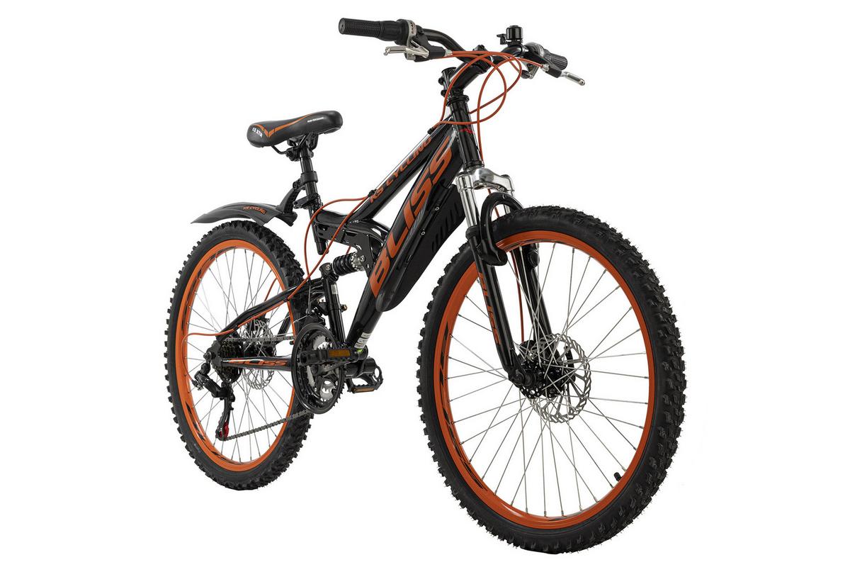 Kinderfahrrad MTB Fully 24" Bliss RH 38cm - Schwarz/Orange, Basics, Metall (180/70/80cm) - KS Cycling