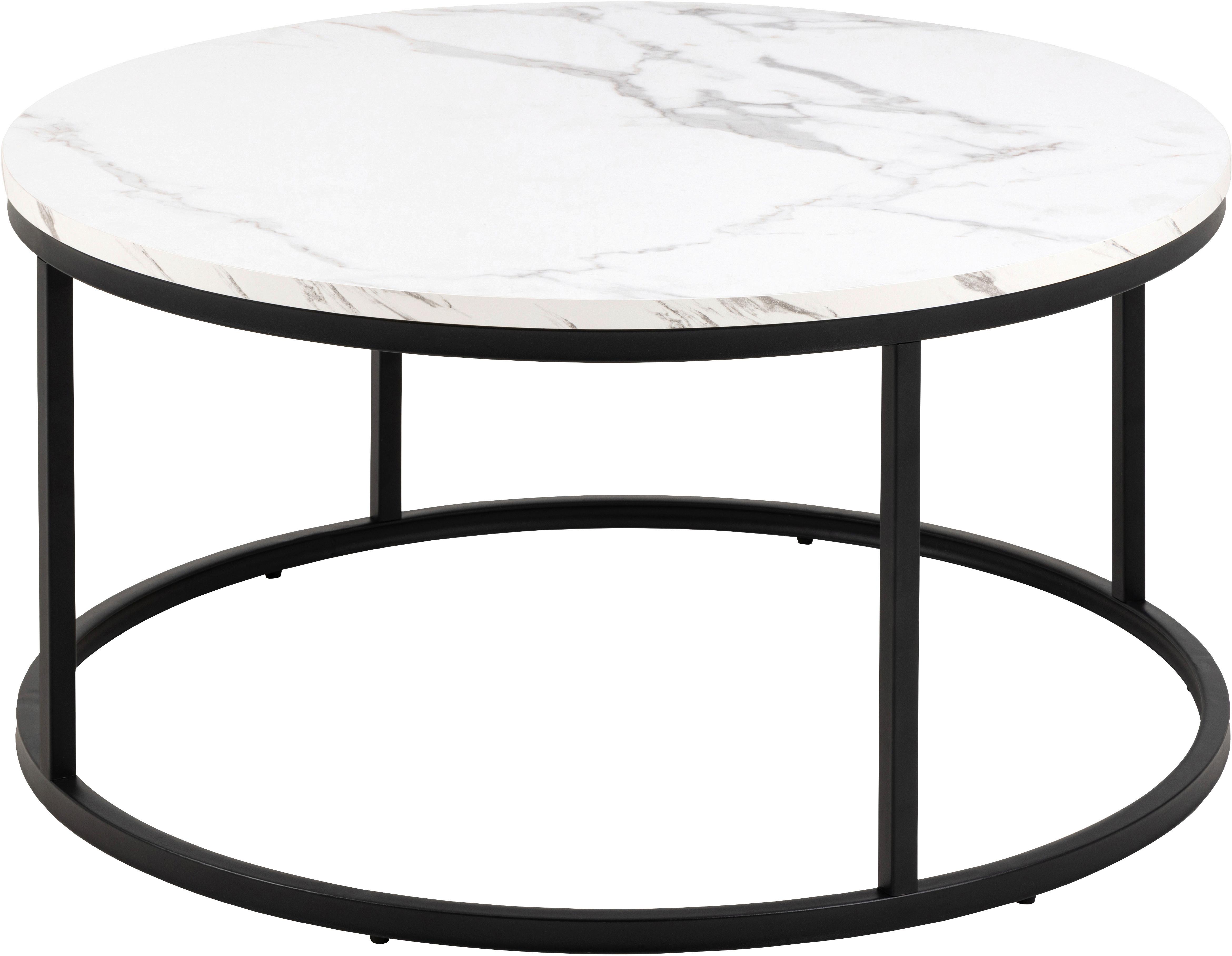Măsuță de cafea SPIRO - alb/negru, Trend, metal/material pe bază de lemn (80/40cm) - Modern Living
