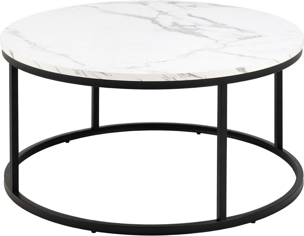 Măsuță de cafea SPIRO - alb/negru, Trend, metal/material pe bază de lemn (80/40cm) - Modern Living