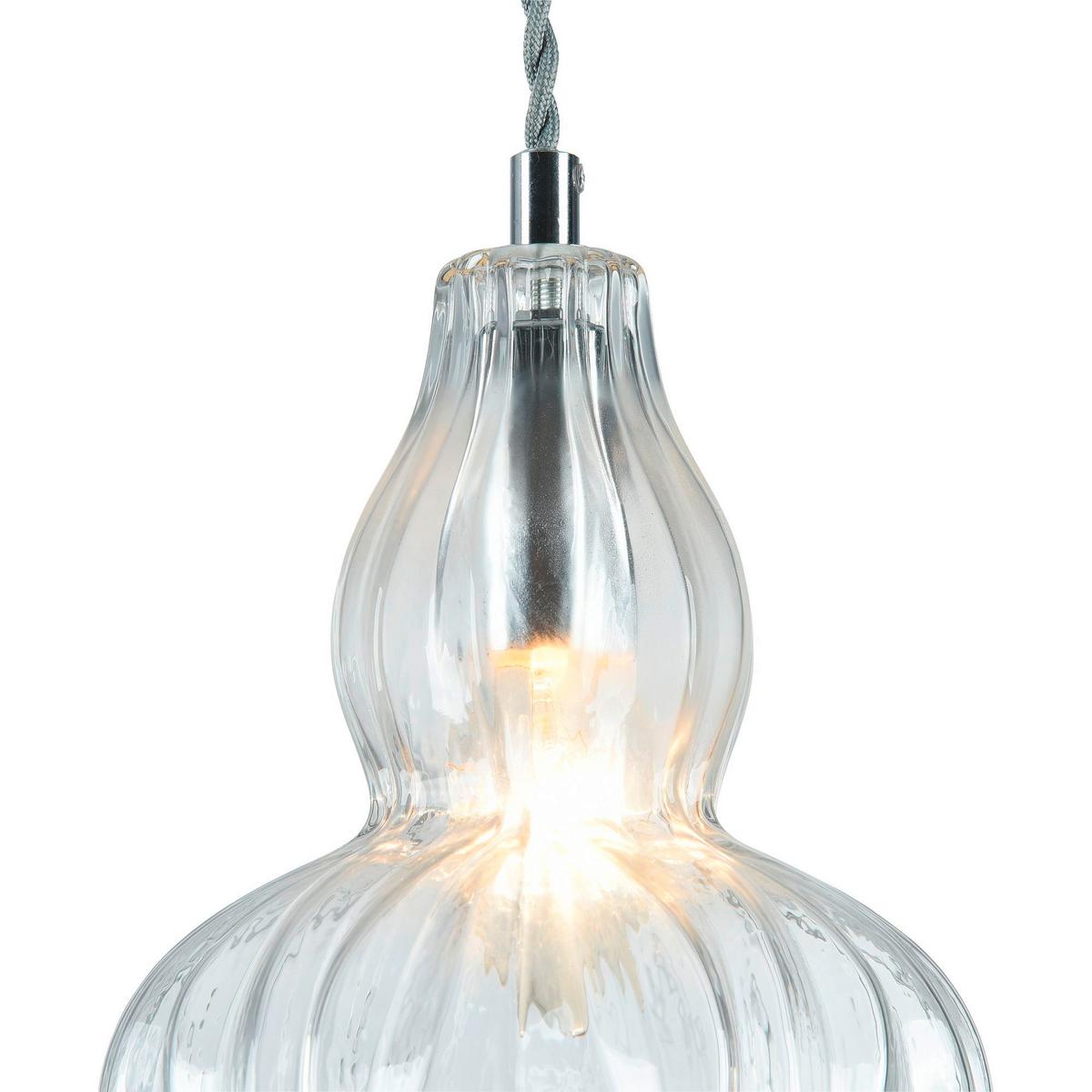 PENDELLEUCHTE EUSTOMA - Transparent/Nickelfarben, Trend, Glas/Metall (16/23cm) - MAYTONI