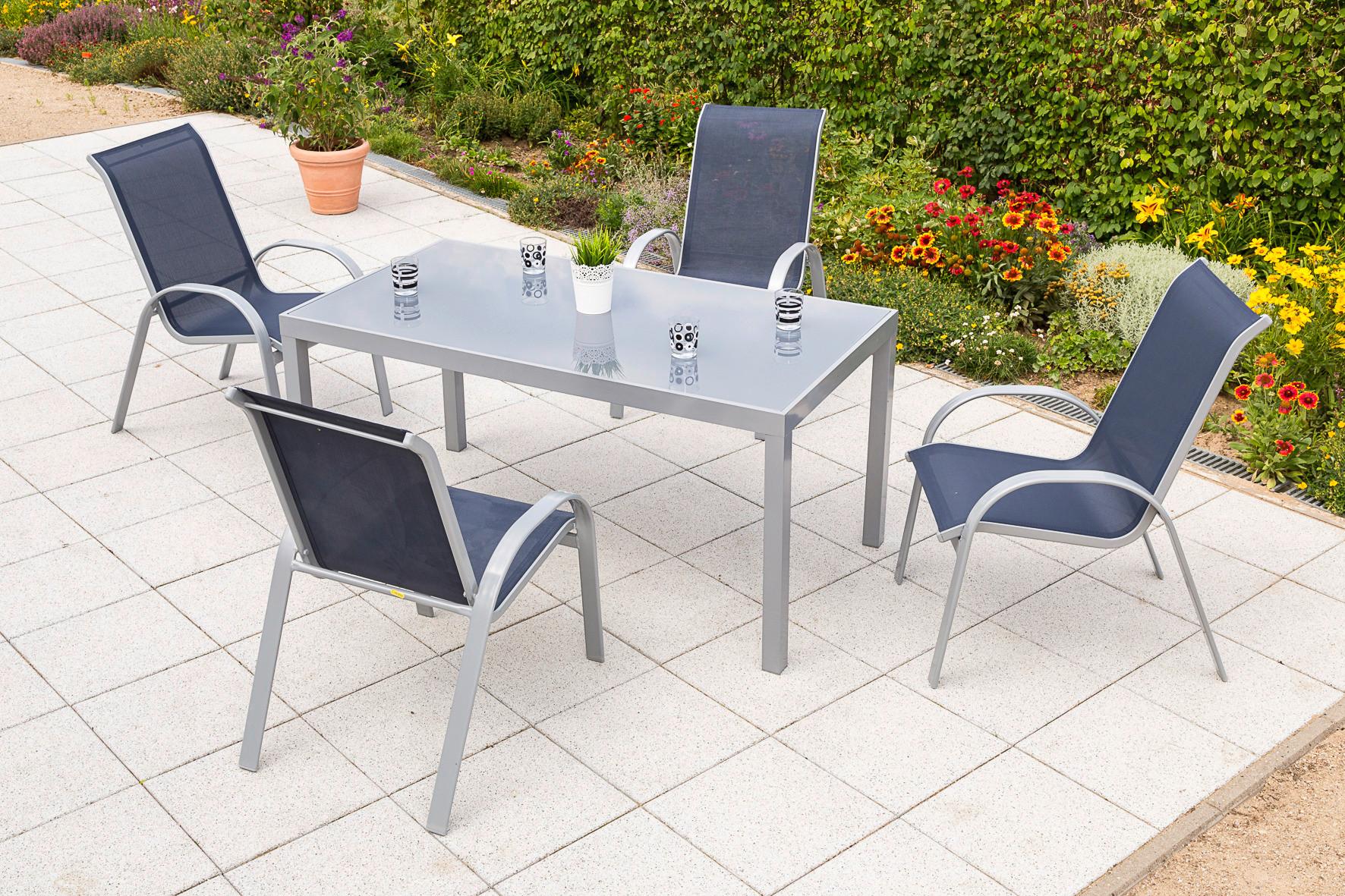 GARTENSET AMALFI - Blau/Silberfarben, MODERN, Kunststoff/Metall - Gardenson