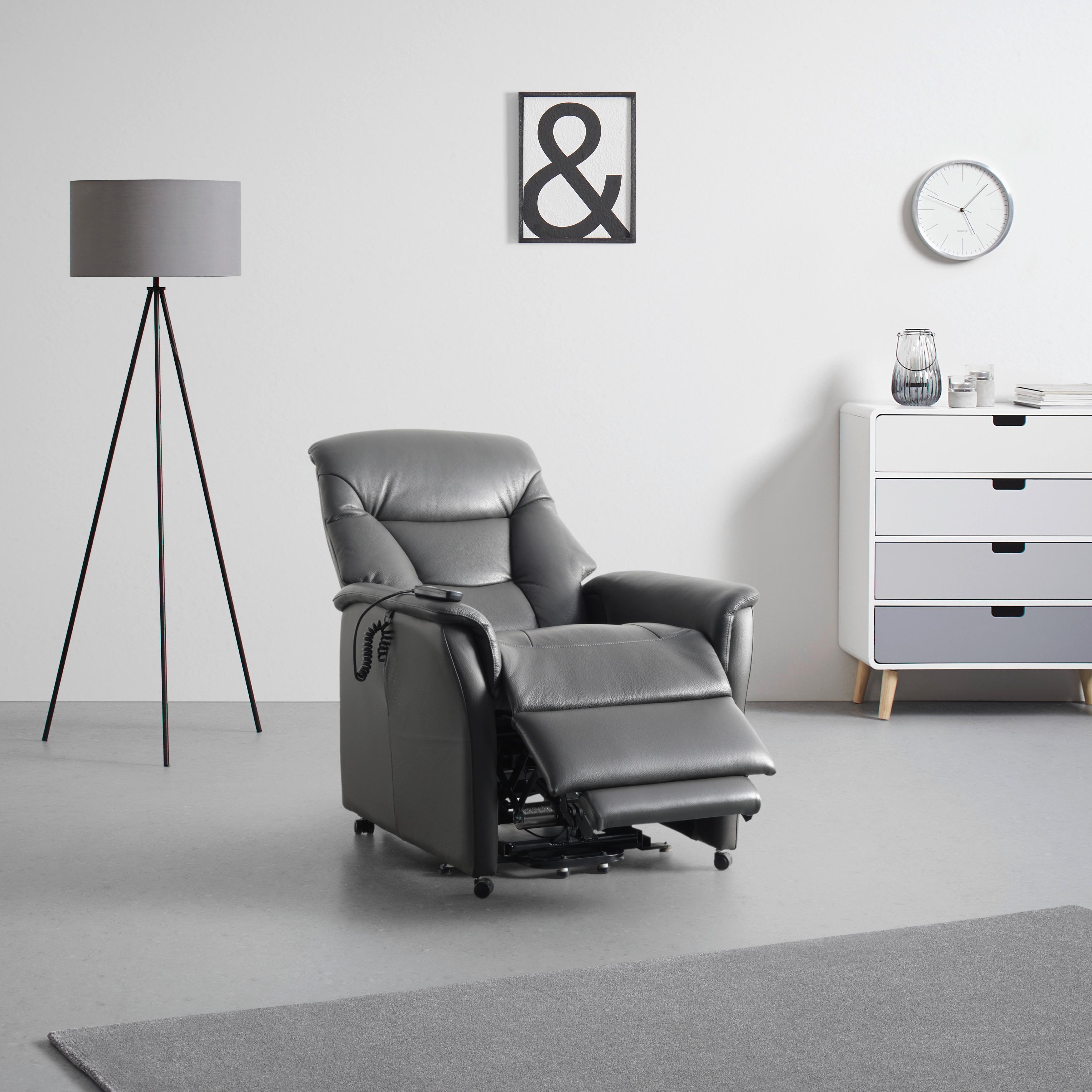 Relaxsessel Comfort in Anthrazit - Anthrazit, MODERN, Leder/Kunststoff (80/110/86cm) - Premium Living