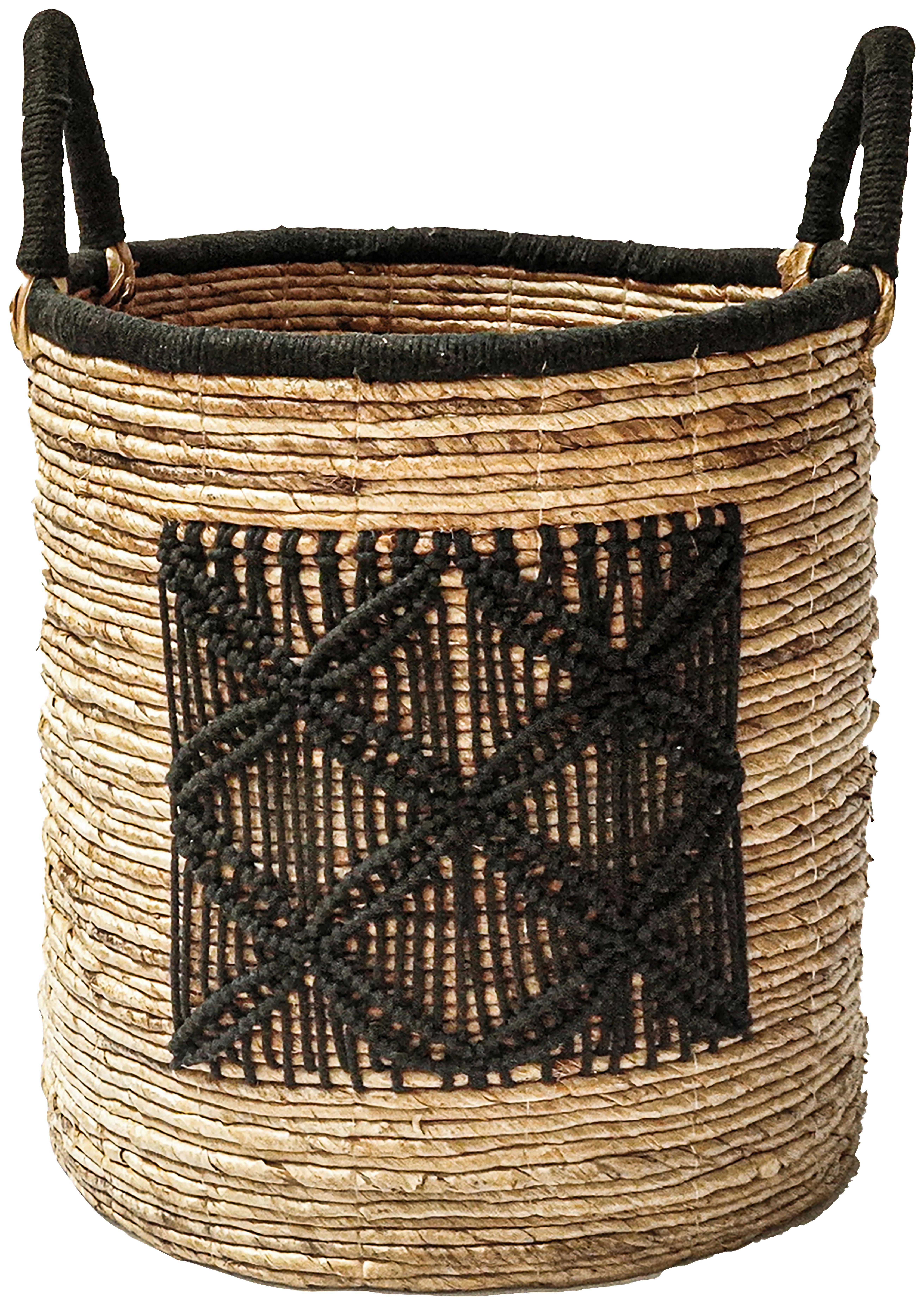 Kosár Yuna-M - natúr/fekete, Modern, textil/természetes anyagok (36/40-50cm) - Premium Living