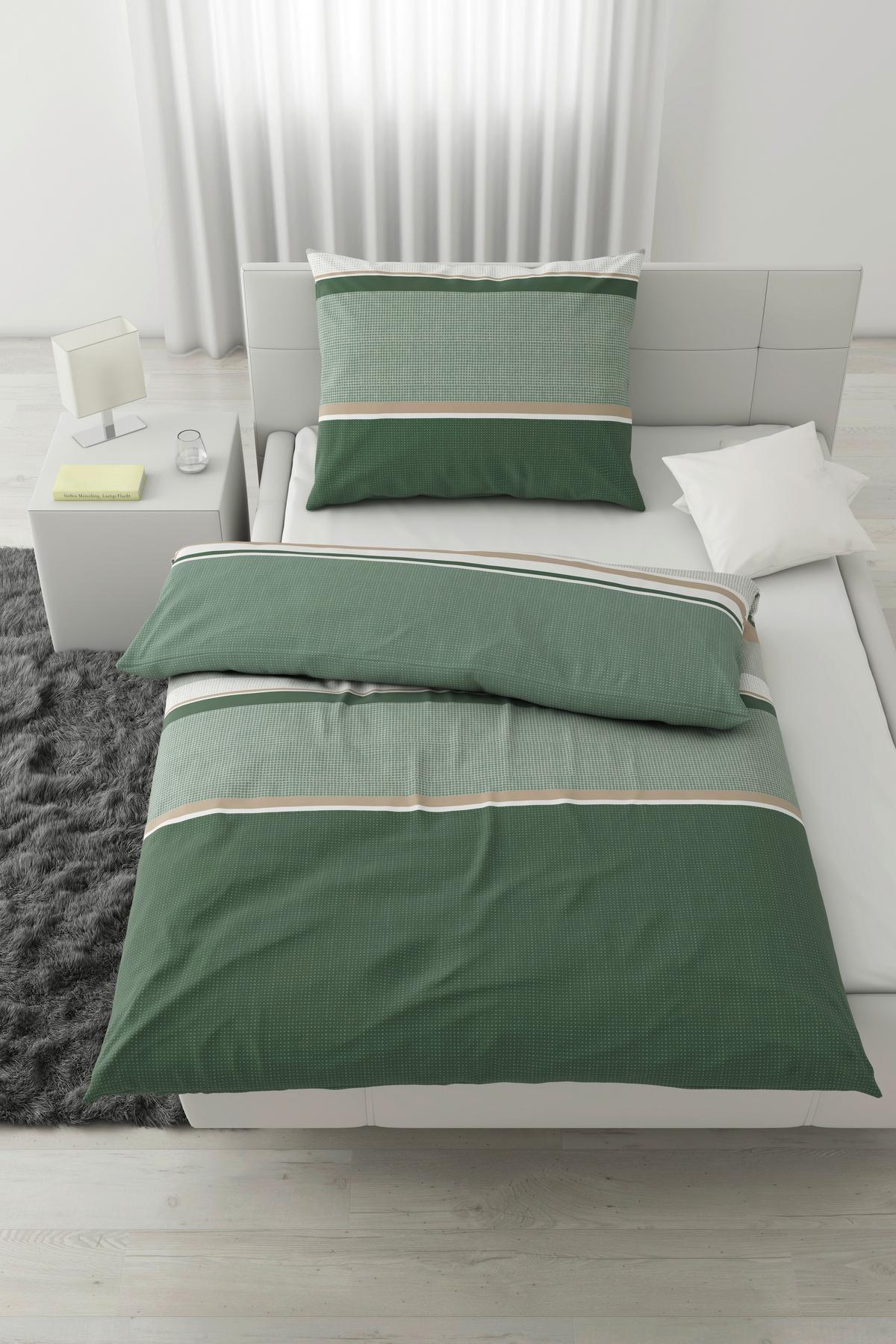 BETTWÄSCHESET DAVID - Beige/Grün, Natur, Textil (160/210cm) - Modern Living