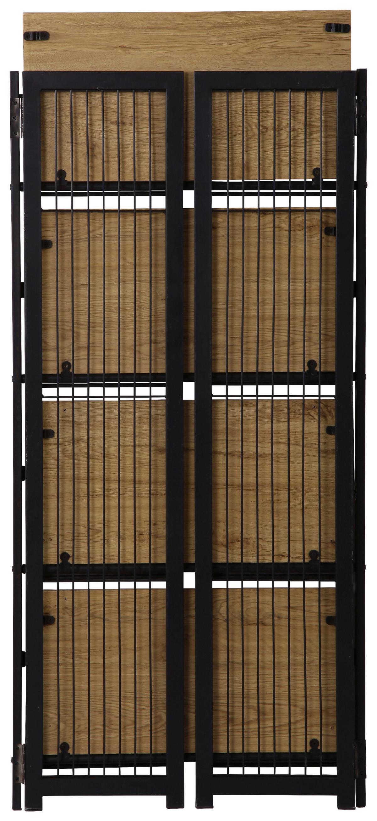 Etajeră Klapp - culoare lemn stejar/negru, Modern, metal/material pe bază de lemn (60/124,5/30cm) - Modern Living