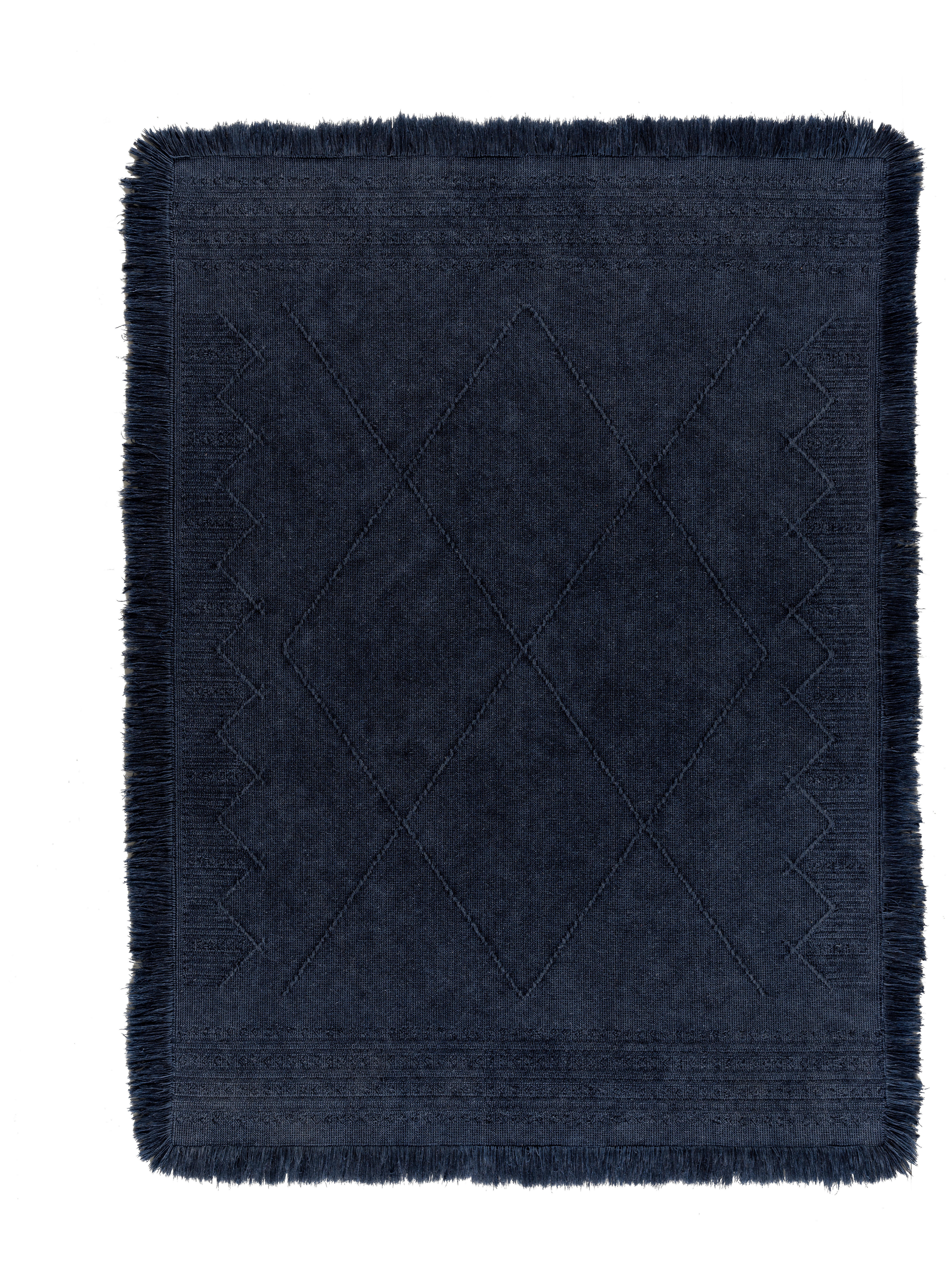Ročno Tkana Preproga Monaco 1 - temno modra, tekstil (80/150cm) - Modern Living