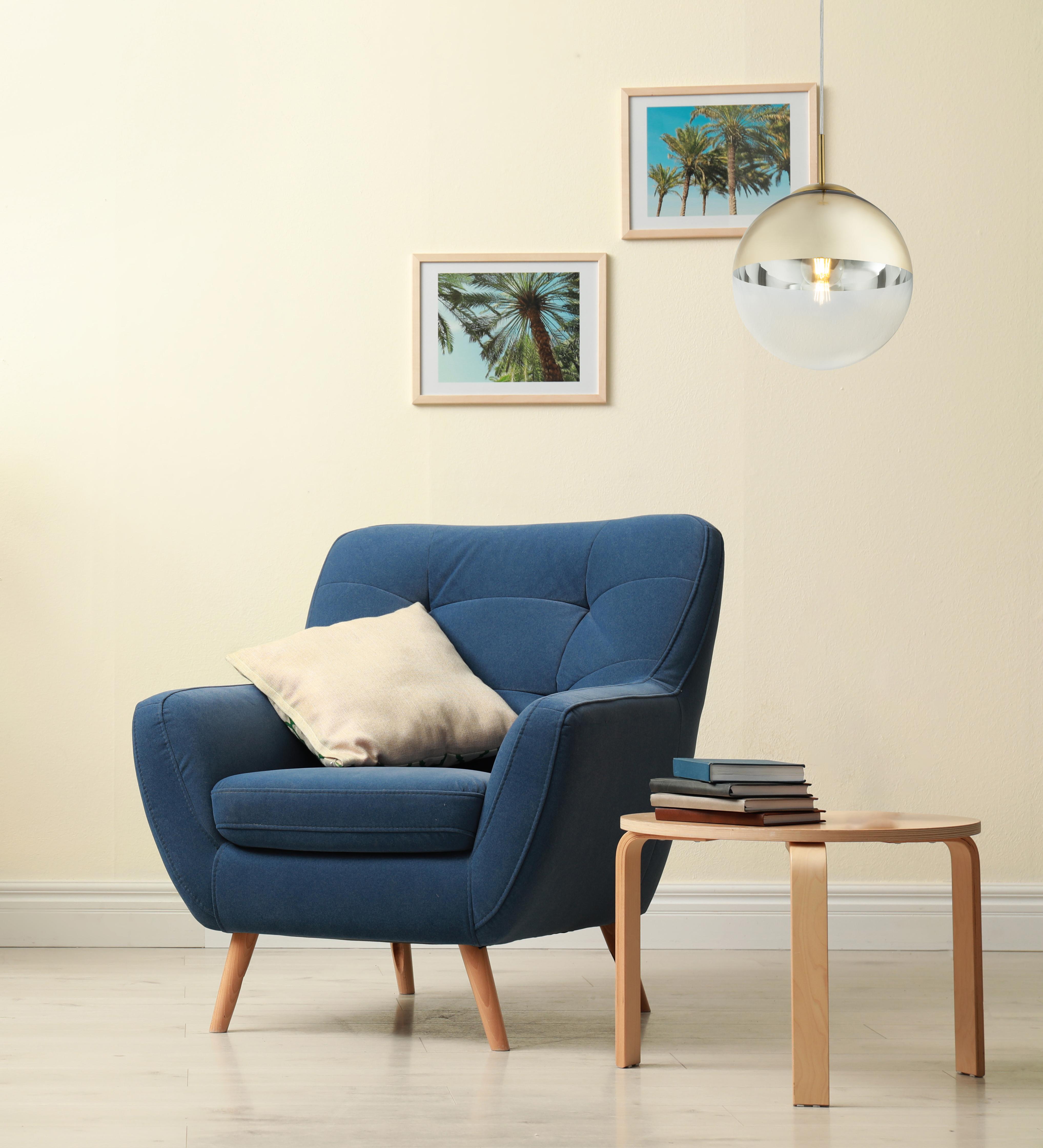 Hängeleuchte Varus in Goldfarben max. 40 Watt - Transparent/Goldfarben, Design, Glas/Metall (25/120cm) - Globo