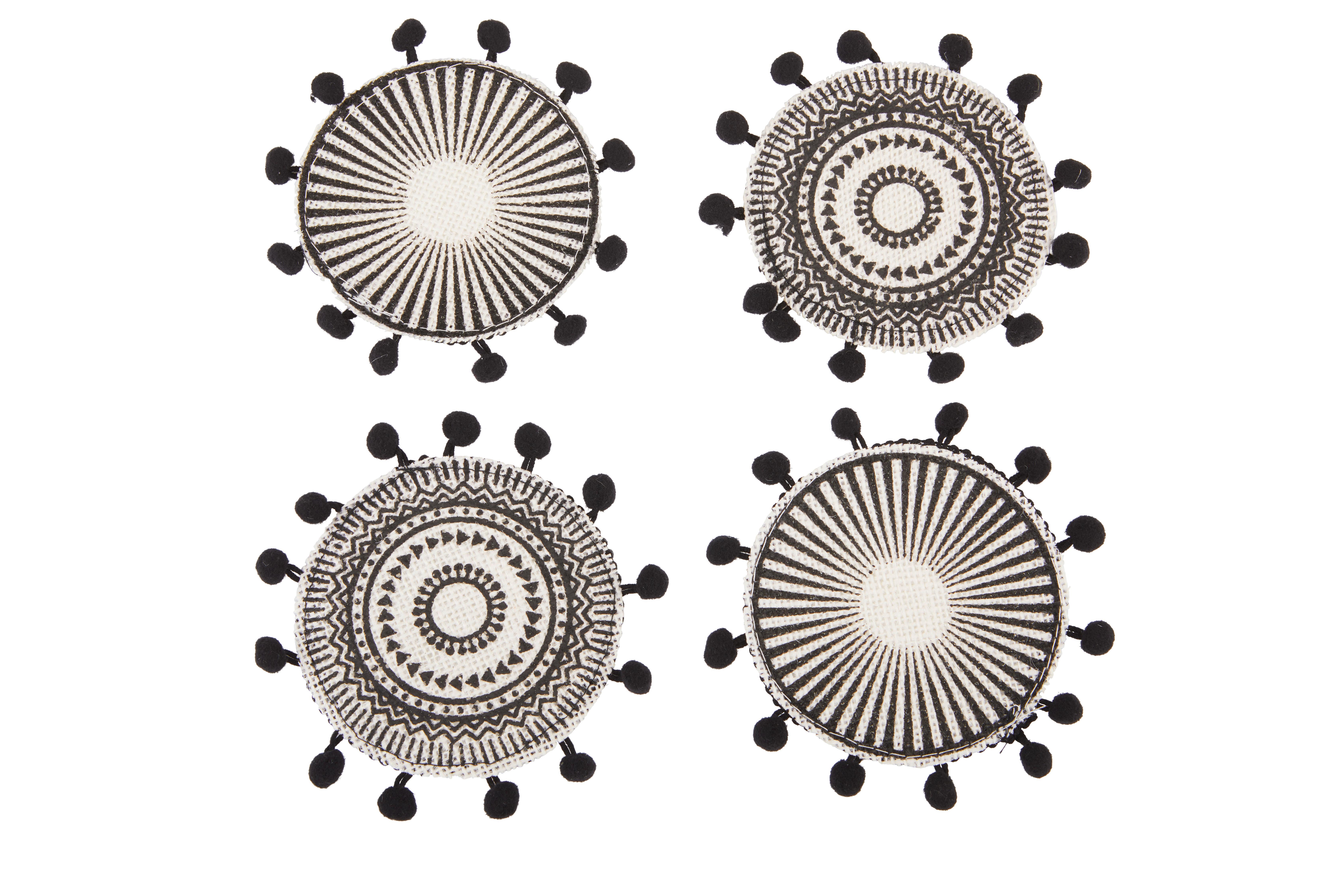 Alátét Aztec - fekete/fehér, természetes anyagok (12cm)