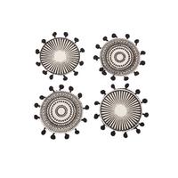 Suport farfurie Aztec - alb/negru, materiale naturale (12cm)