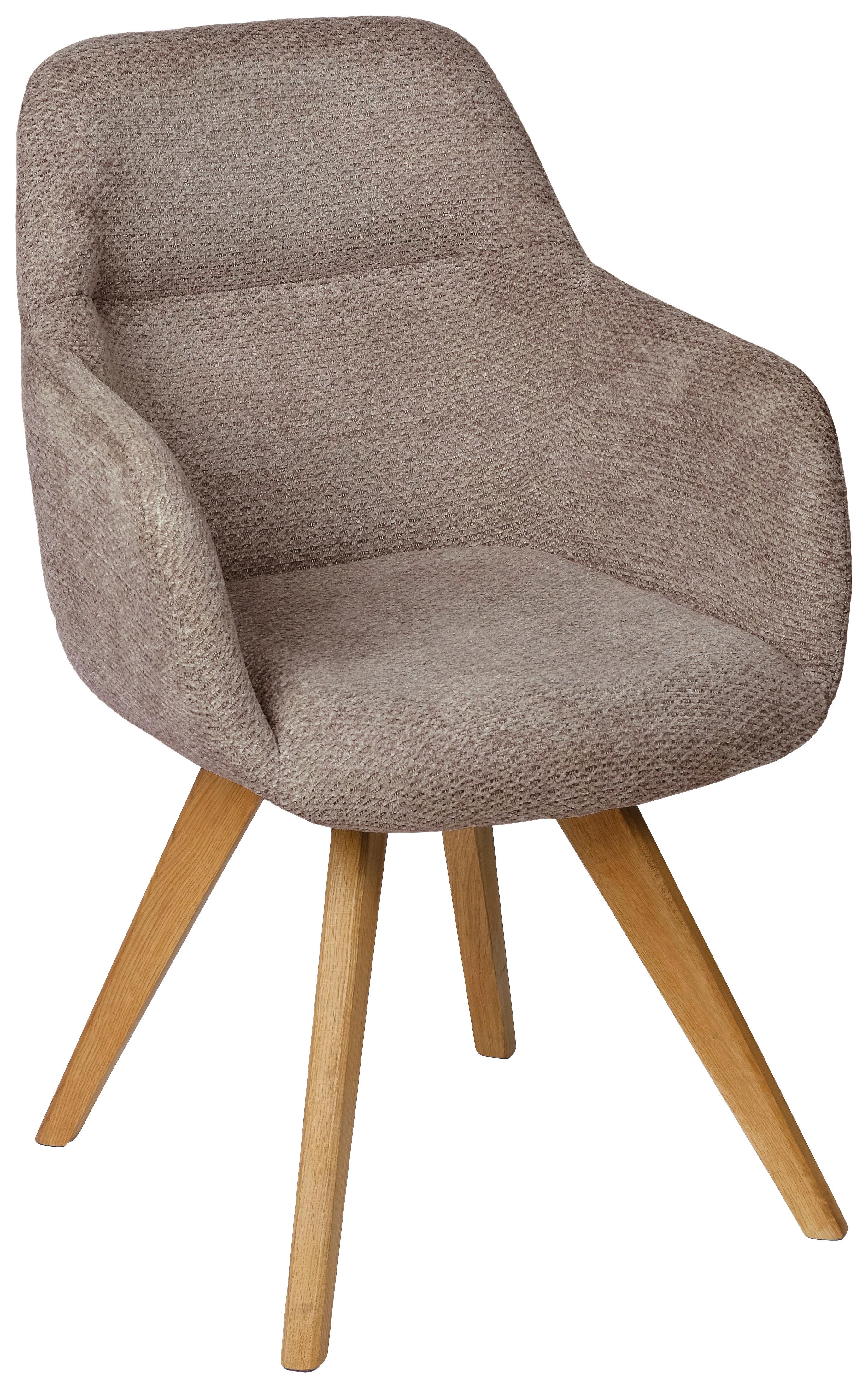 KRZESŁO Z PODŁOKIETNIKAMI VENEDIG - taupe, Design, drewno/tkanina (57/85,5/65cm) - Voleo