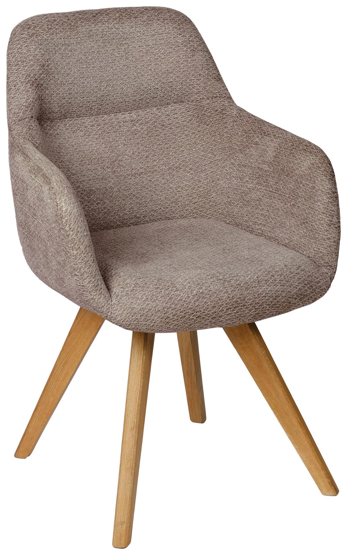 KRZESŁO Z PODŁOKIETNIKAMI VENEDIG - taupe, Design, drewno/tkanina (57/85,5/65cm) - Voleo