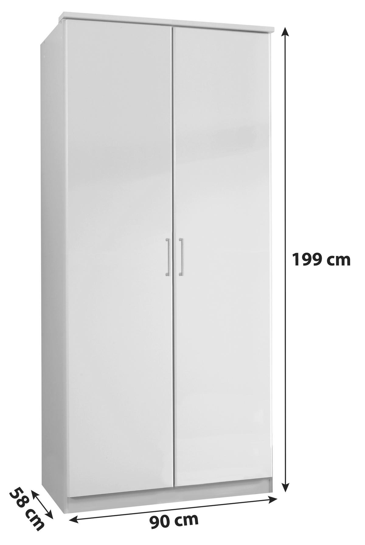 SZAFA UCHYLNA OSAKA - biały/kolor aluminiowy, Konventionell, materiał drewnopochodny/tworzywo sztuczne (90/199,5/58cm) - MID.YOU