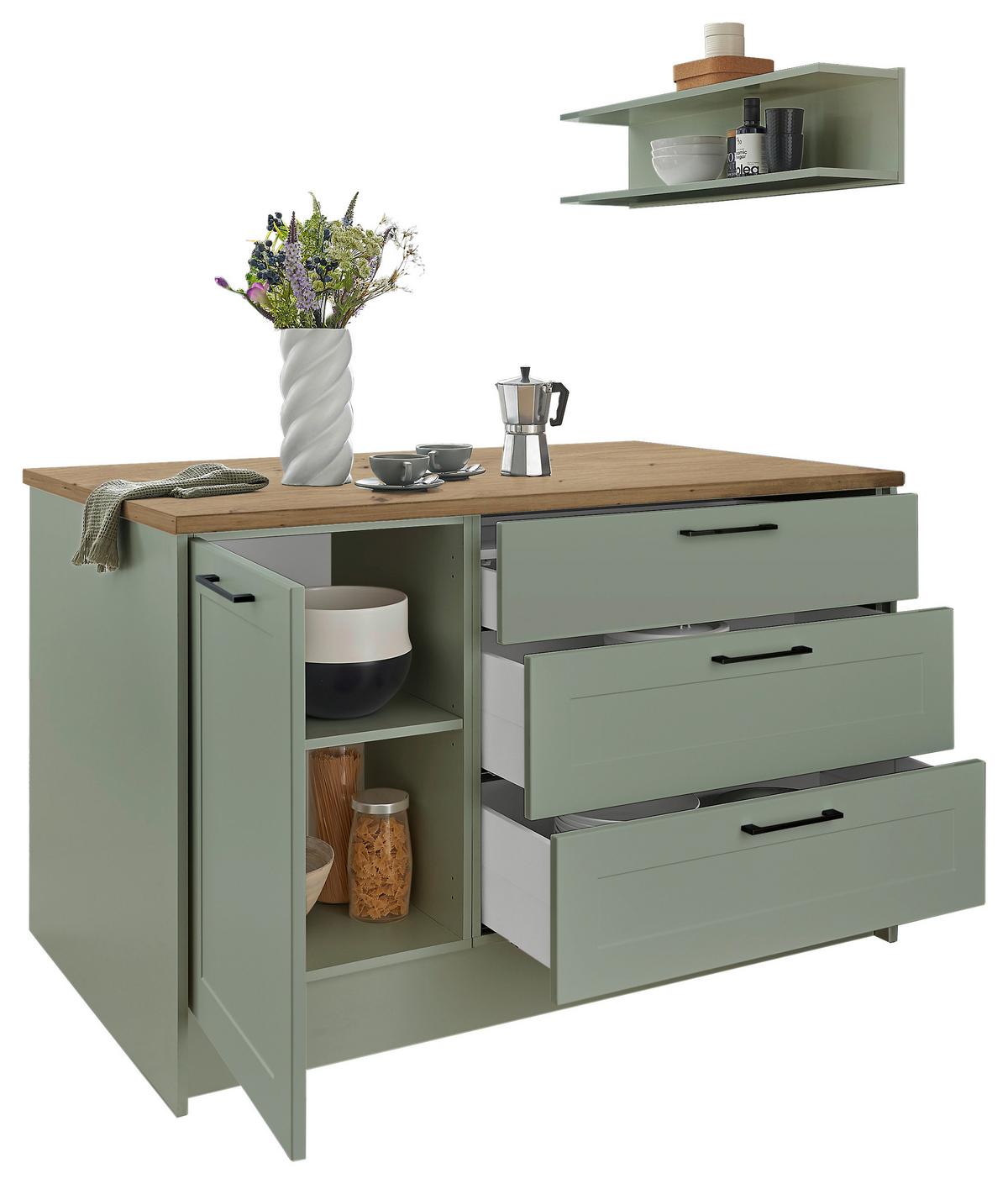 Konyhasziget Marseille I 145 Green2 - fekete/Artisan tölgy, Design, faalapú anyag/fém (145/90/90cm) - MID.YOU