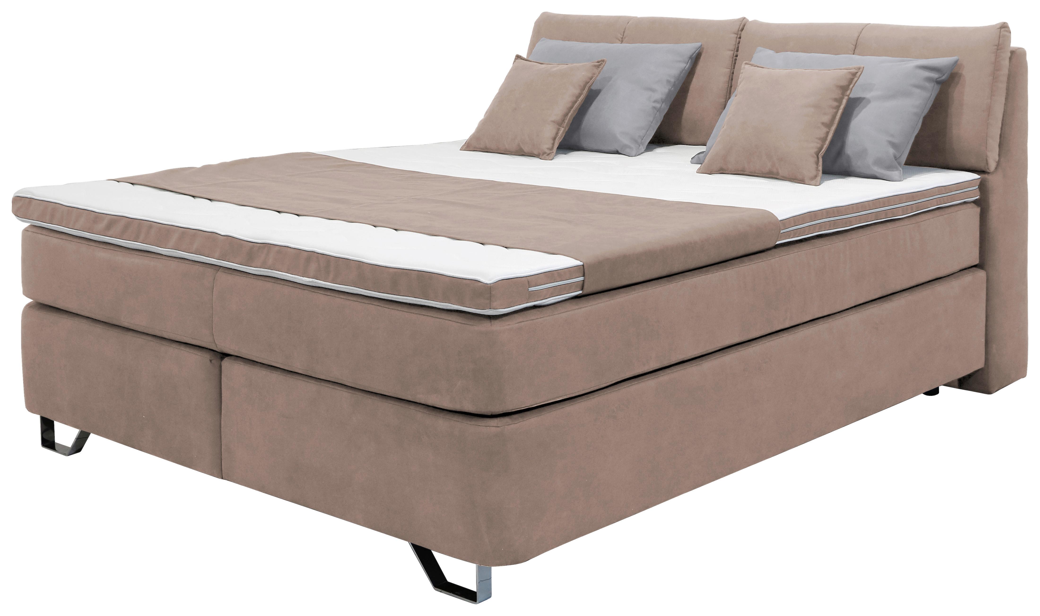 Boxspringbett Tabea Beige ca. 160x200cm - Beige/Alufarben, KONVENTIONELL, Karton/Naturmaterialien (160/200cm) - Mömax
