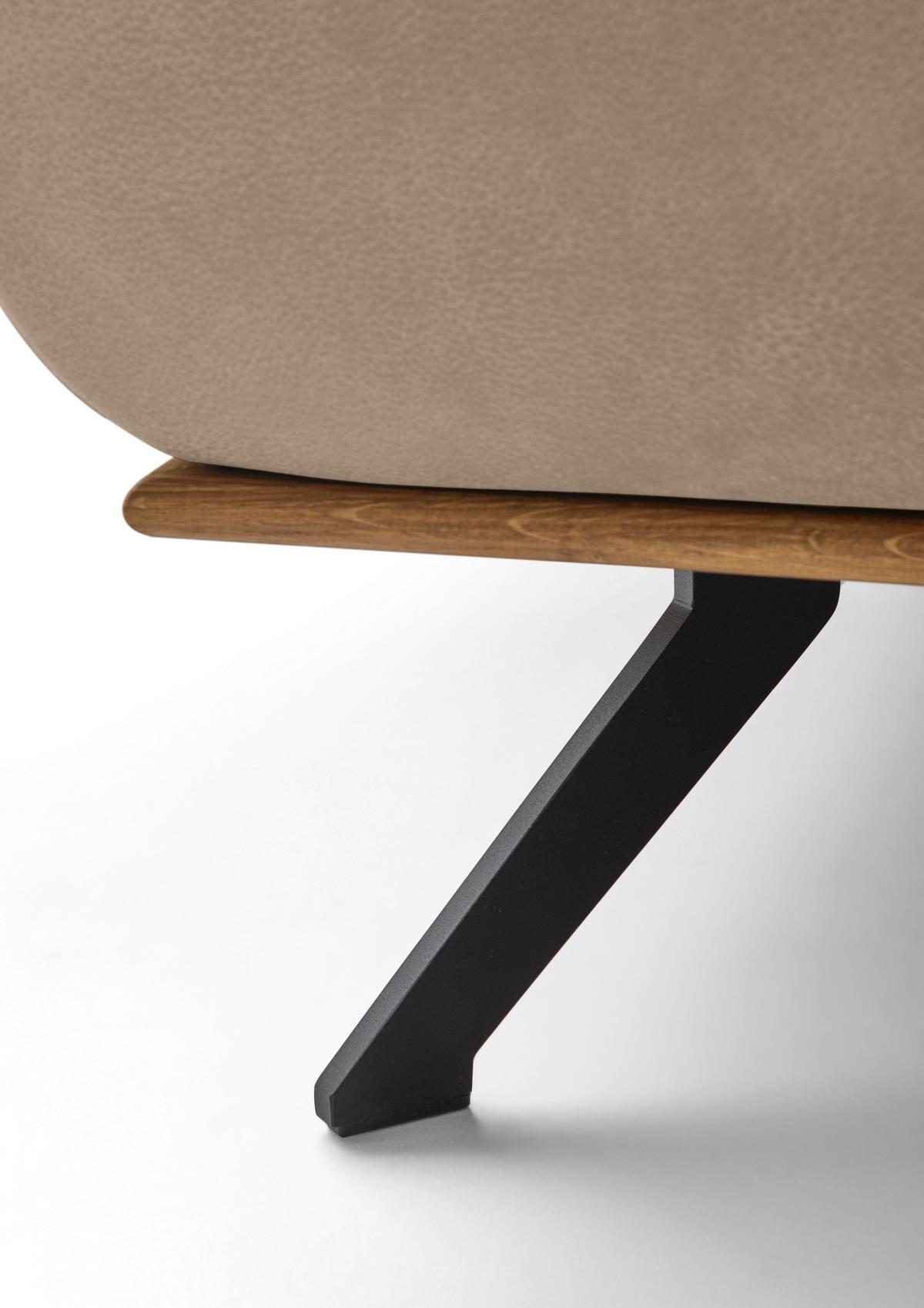 Wohnlandschaft Erling Taupe - Taupe/Beige, MODERN, Leder/Metall (322/89/187cm) - Premium Living