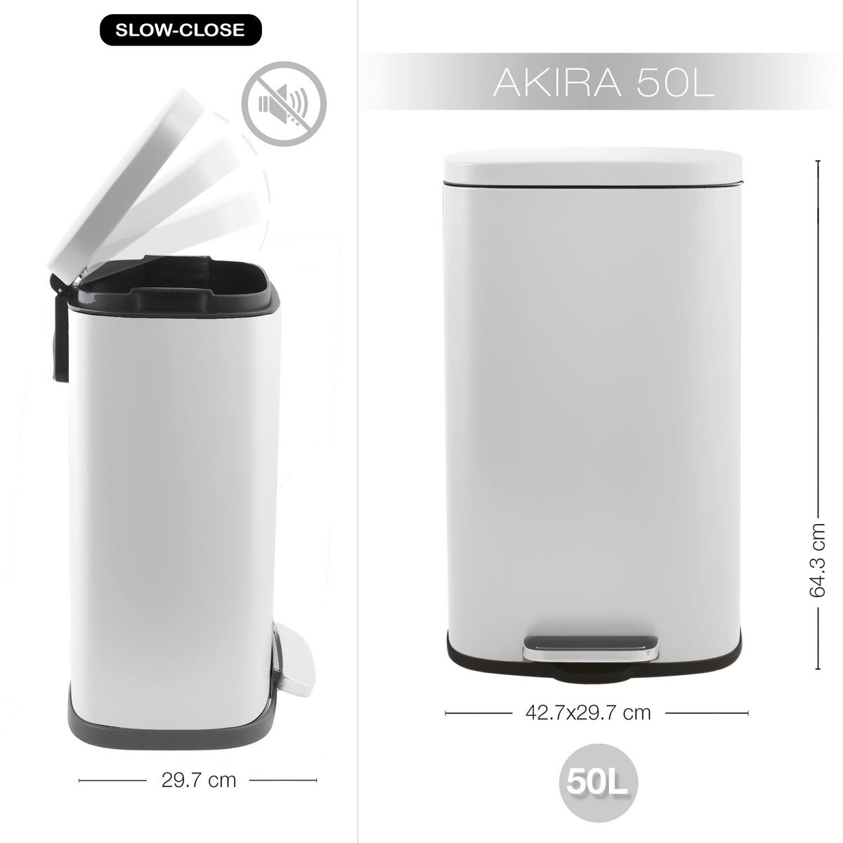 Treteimer Akira Matt-White - Weiss/Schwarz, Basics, Kunststoff/Metall (42,7/29,7/64,3cm) - Spirella