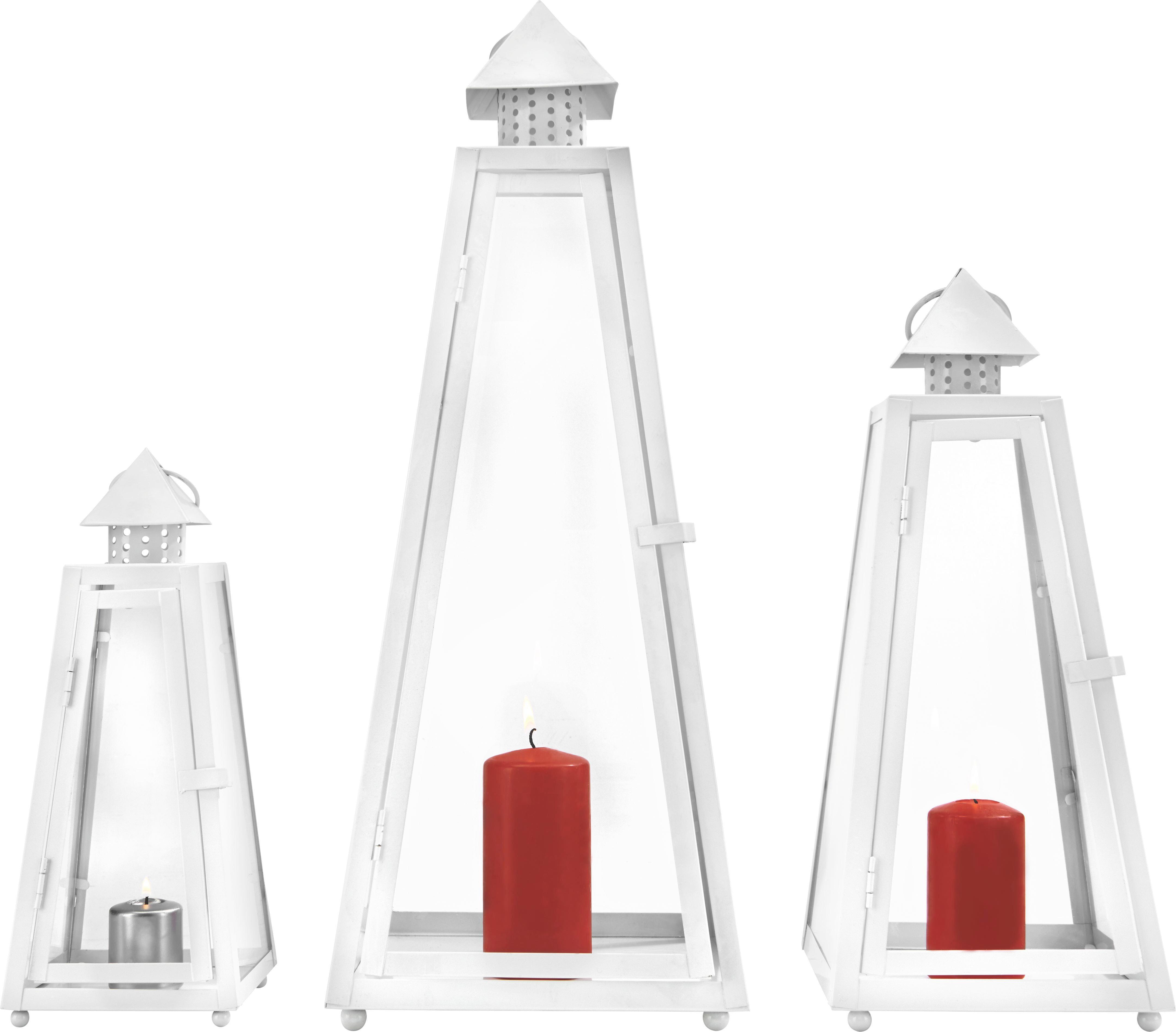 METALLLATERNEN Wendy Weiß aus Metall - Klar/Weiß, ROMANTIK / LANDHAUS, Glas/Metall - Mömax modern living