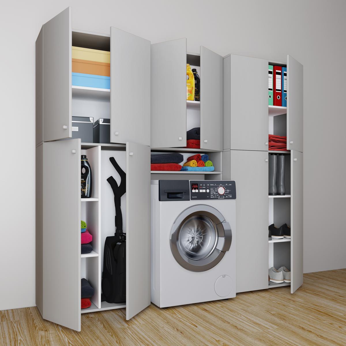 Mehrzweckschrank Lona ca.70x182x37cm Grau - Weiß/Grau, KONVENTIONELL, Holzwerkstoff (70/182/37cm) - MID.YOU