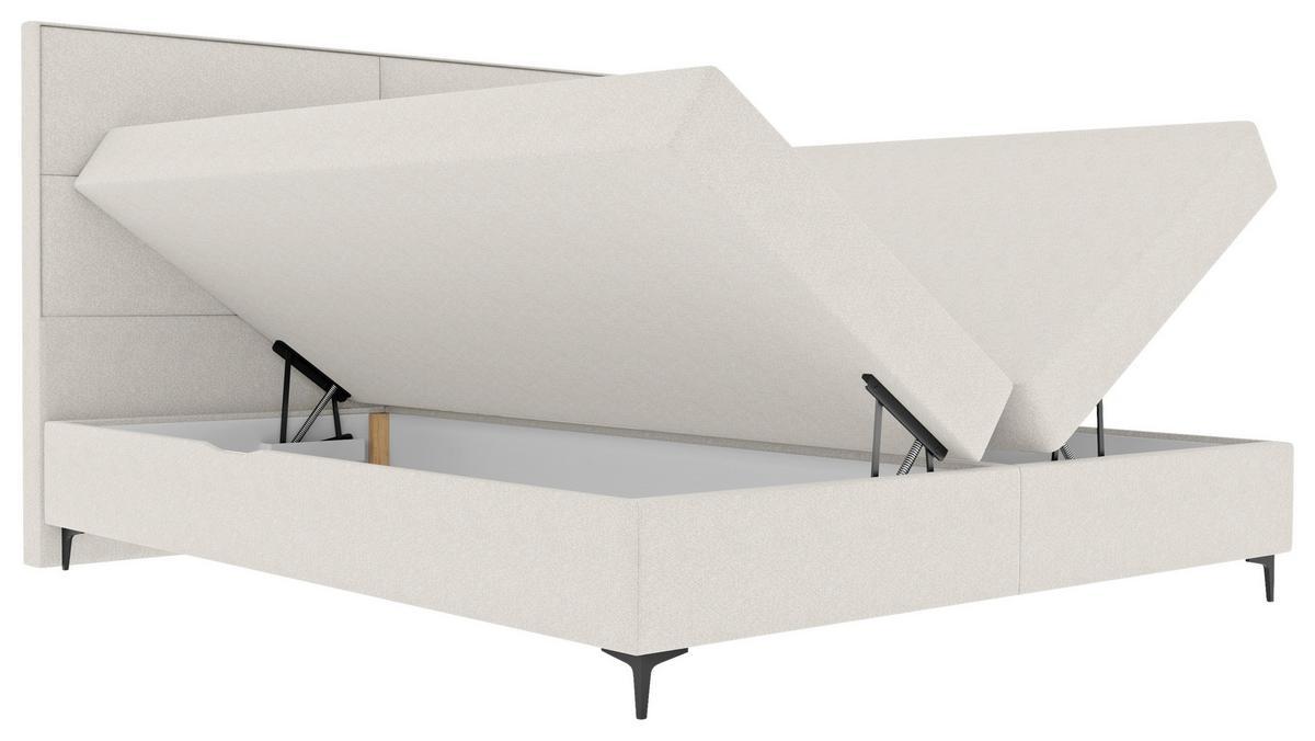 Boxspringbett Bari Creme ca. 180x200cm - Creme/Schwarz, KONVENTIONELL, Textil/Metall (180/200cm) - Mömax