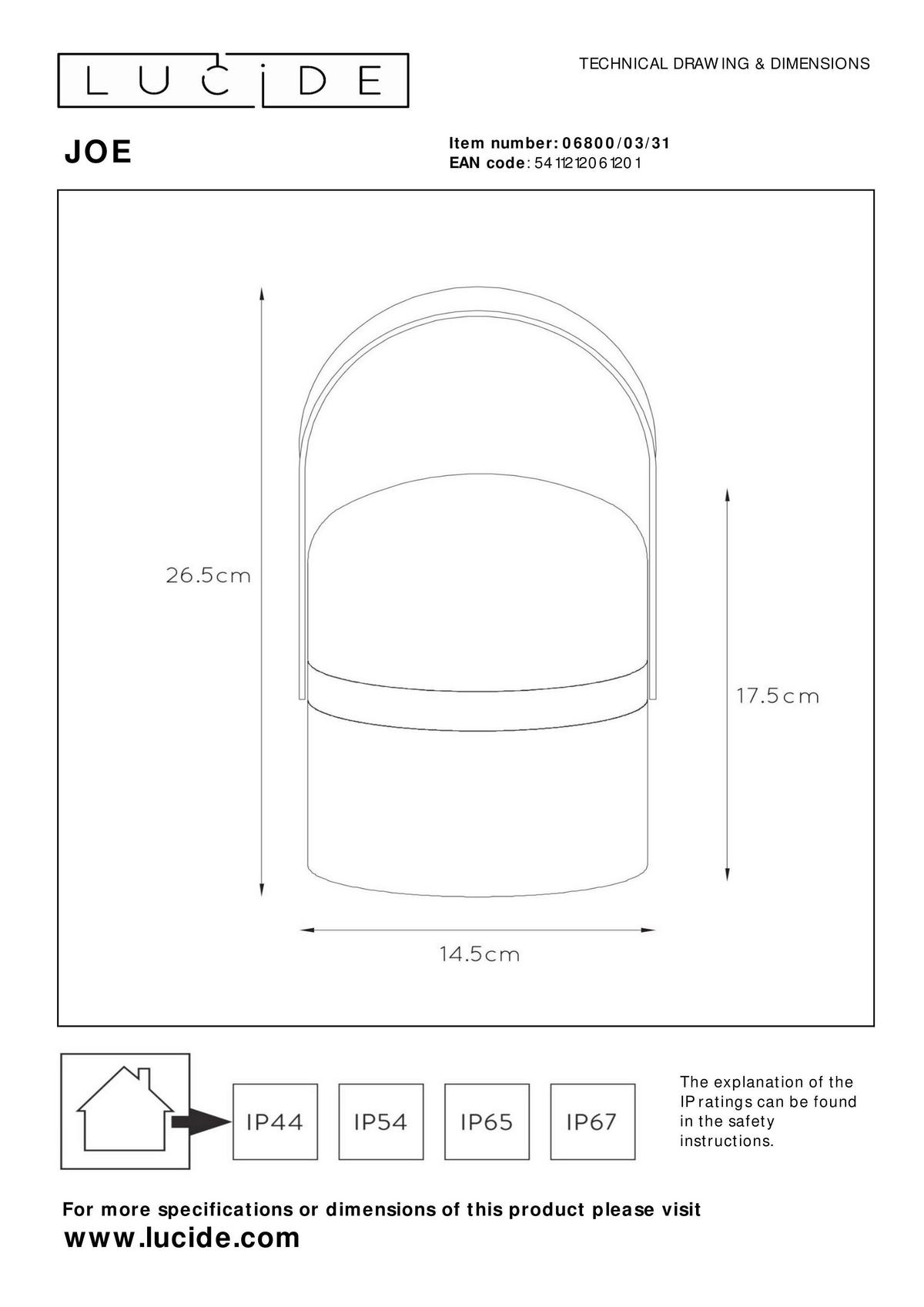 Led-aussenleuchte 06800/03/31 Joe - Hellbraun/Weiss, Basics, Holz/Kunststoff (14.5/26.5cm) - Lucide