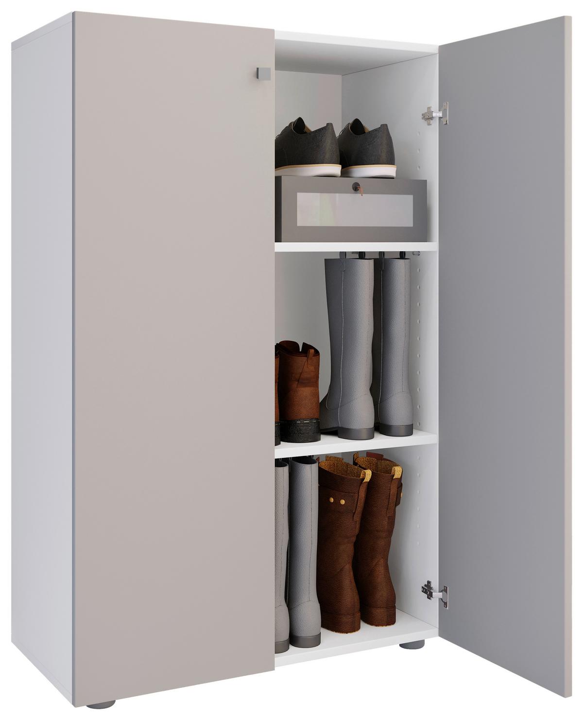 SCHUHSCHRANK LONA XL DT - Weiss/Silberfarben, Design, Holzwerkstoff/Kunststoff (70/110/39cm) - MID.YOU