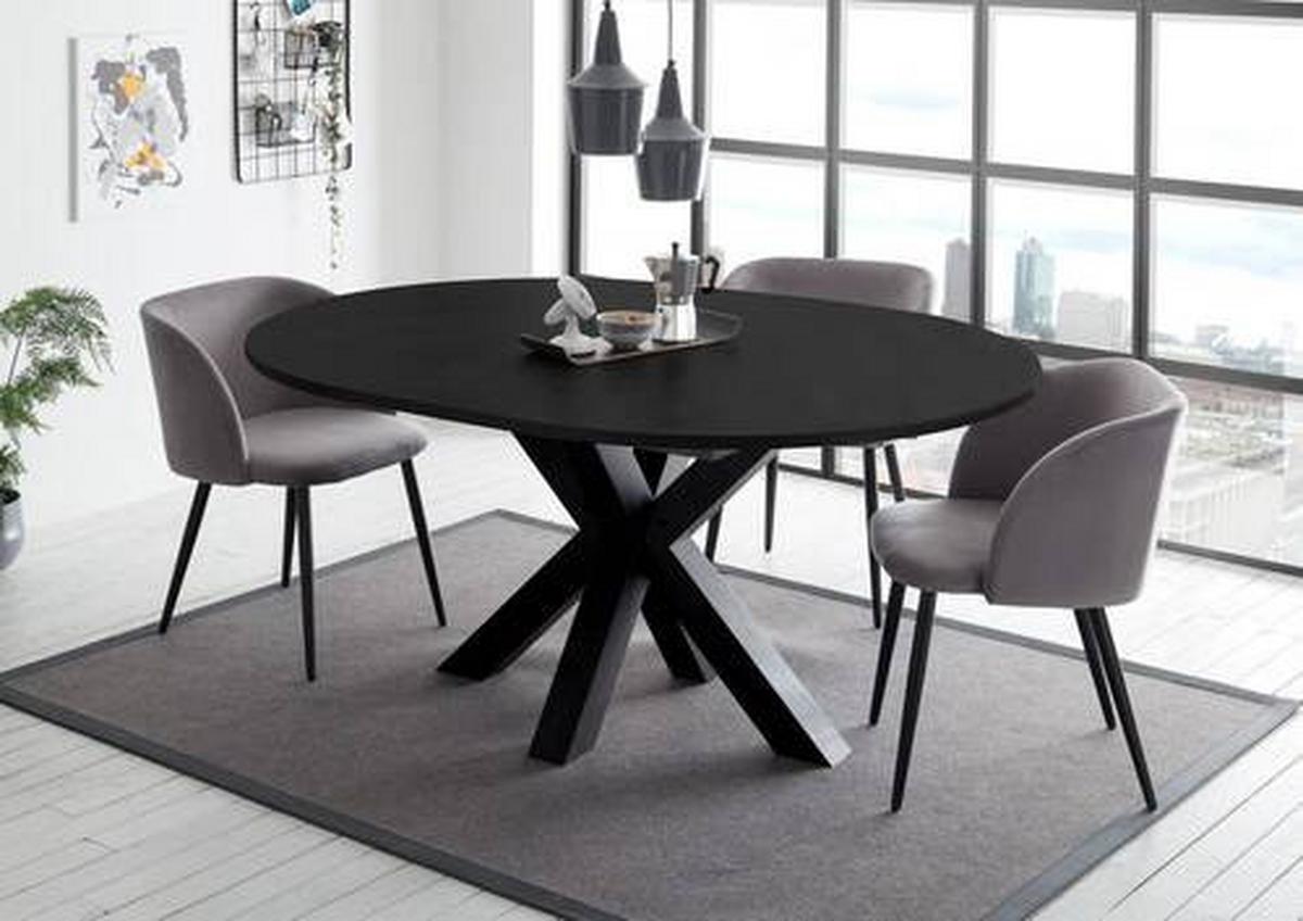 Ausziehtisch in Schwarz - Schwarz, MODERN, Holzwerkstoff (130-170/130/78cm) - ecoTree