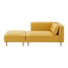 Sofa Fanny Gelb Leinenoptik mit Hocker - Gelb/Naturfarben, MODERN, Holz/Textil (154/55/73cm) - Bessagi Home