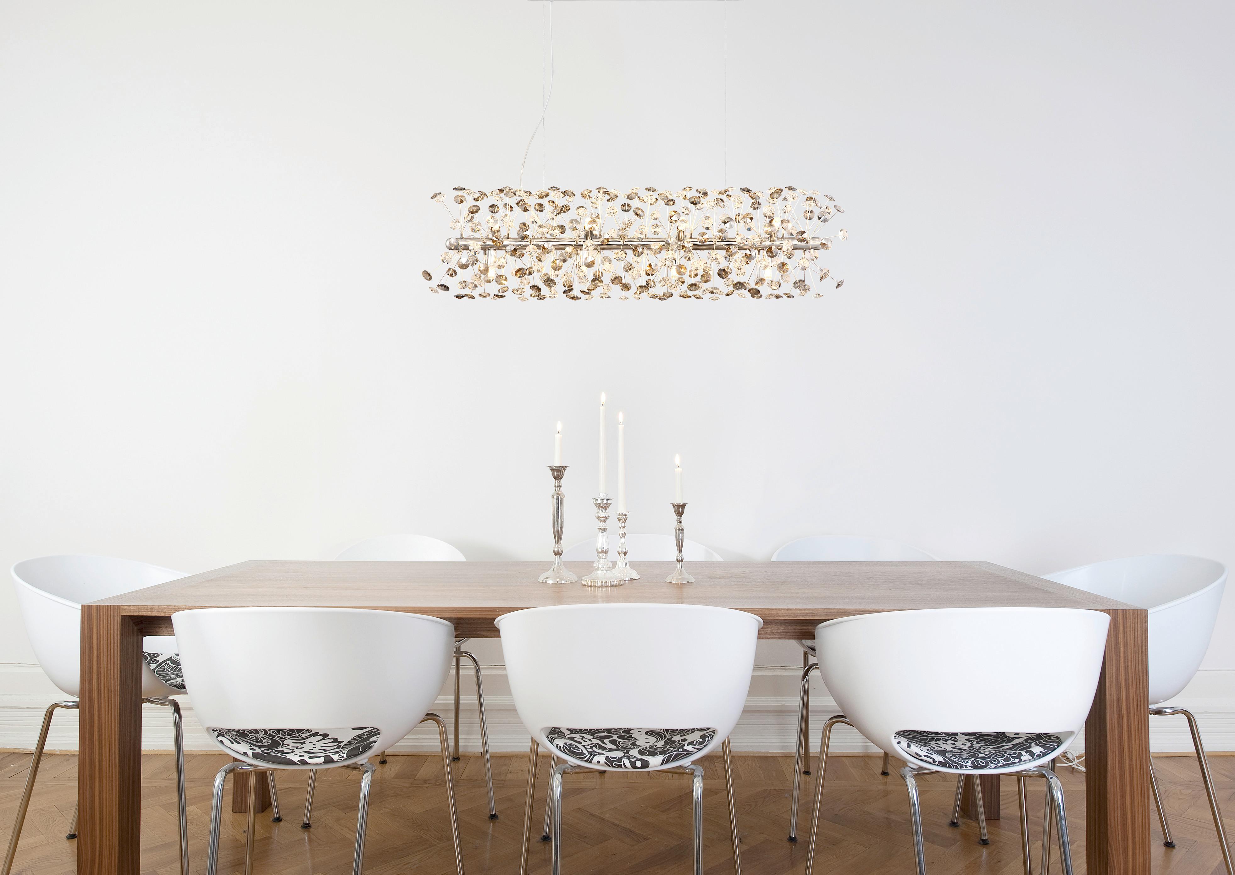 KRISTALL-HÄNGELEUCHTE 64135H4C  KATRINA - Klar/Chromfarben, Lifestyle, Glas/Kunststoff (90/30/150cm) - Globo