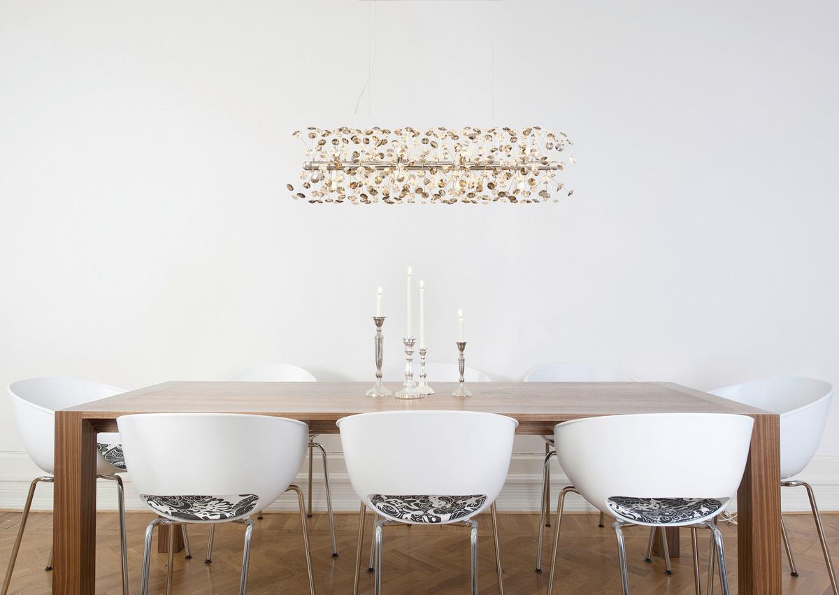 KRISTALL-HÄNGELEUCHTE 64135H4C  KATRINA - Klar/Chromfarben, Lifestyle, Glas/Kunststoff (90/30/150cm) - Globo