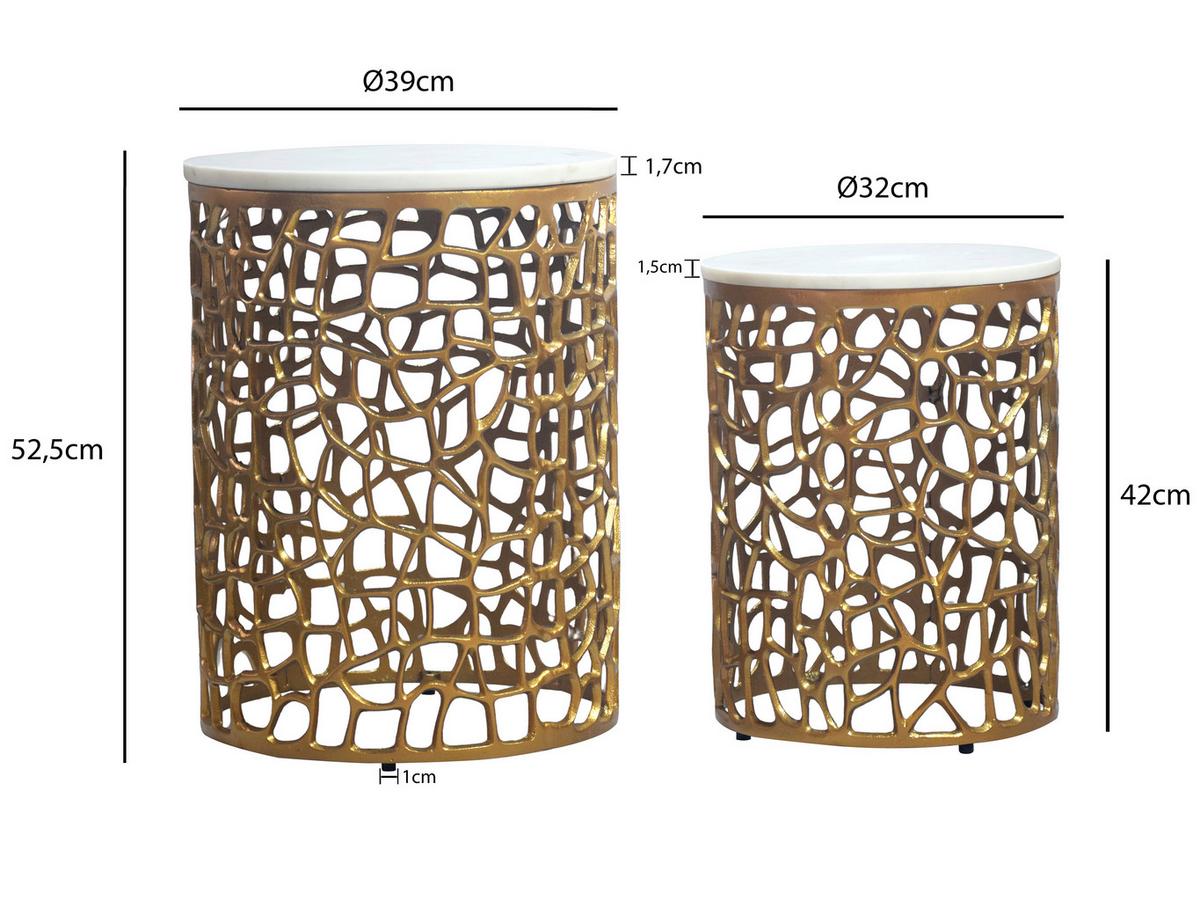 Satztisch Wl7.657 - Goldfarben, Design, Stein/Metall (39/39/52,5cm) - Livetastic