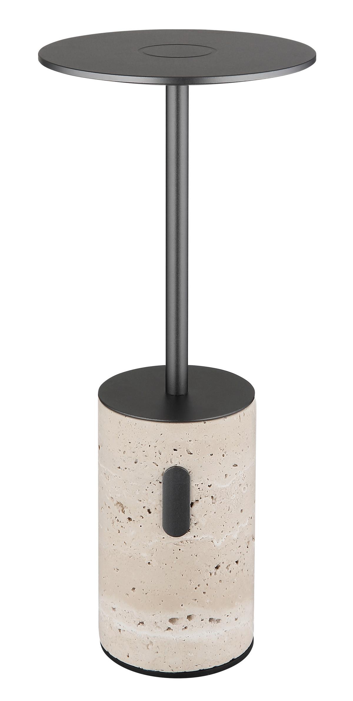 AKKU-TISCHLEUCHTE 21050 TRAVERTIN - Weiss/Graphitfarben, Design, Kunststoff/Stein (12/27,6cm) - Globo