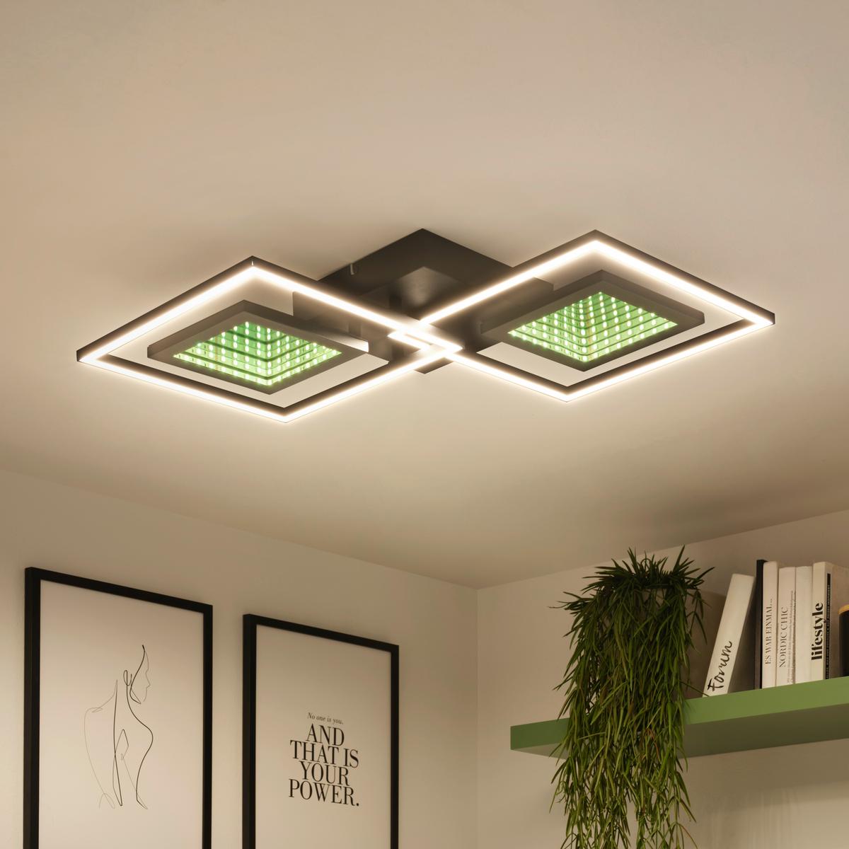 Stropna Led-svetilka Preceval - črna, kovina/umetna masa (41,8/75,3/6,7cm) - Premium Living