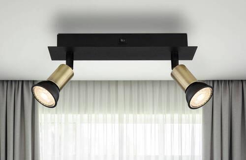 Spotlámpa 57998-2b - fekete/aranyszínű, Design, fém (25/6/9cm) - Globo