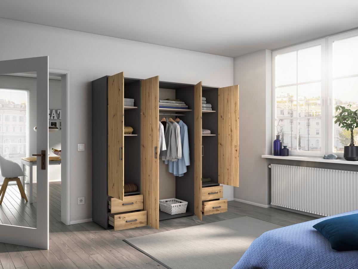 Ormar S Klasičnim Vratima Voyager - siva/hrast Artisan, Moderno, drvni materijal/plastika (187/194/53cm) - Modern Living