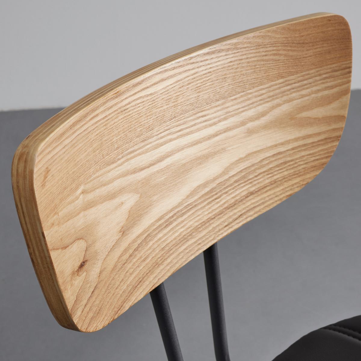 Stuhl Cera Schwarz Lederlook Gepolstert - Hellbraun/Schwarz, MODERN, Holz/Textil (42/78/54cm) - Bessagi Home