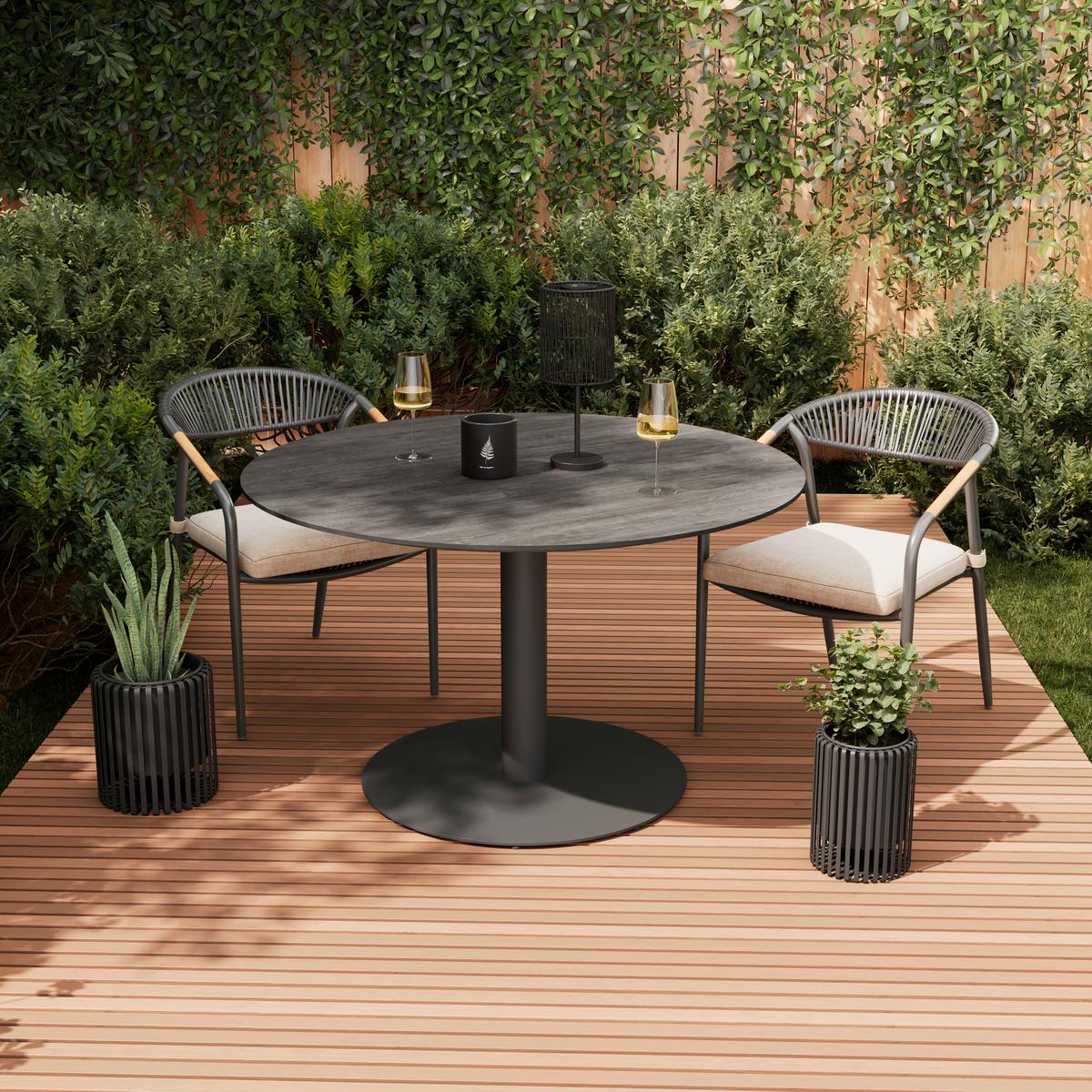 Gartentisch Lilly Anthrazit - Anthrazit/Naturfarben, Basics, Stein/Metall (120/120/73cm)