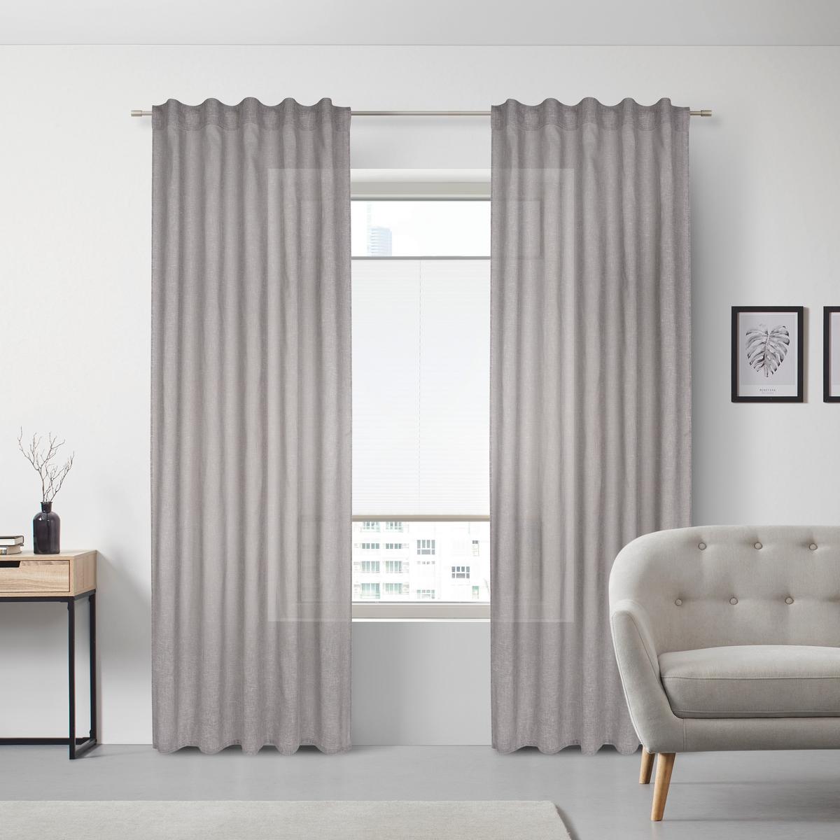 KONČANA ZAVESA ELENA - siva, Konvencionalno, tekstil (140/255cm) - Premium Living