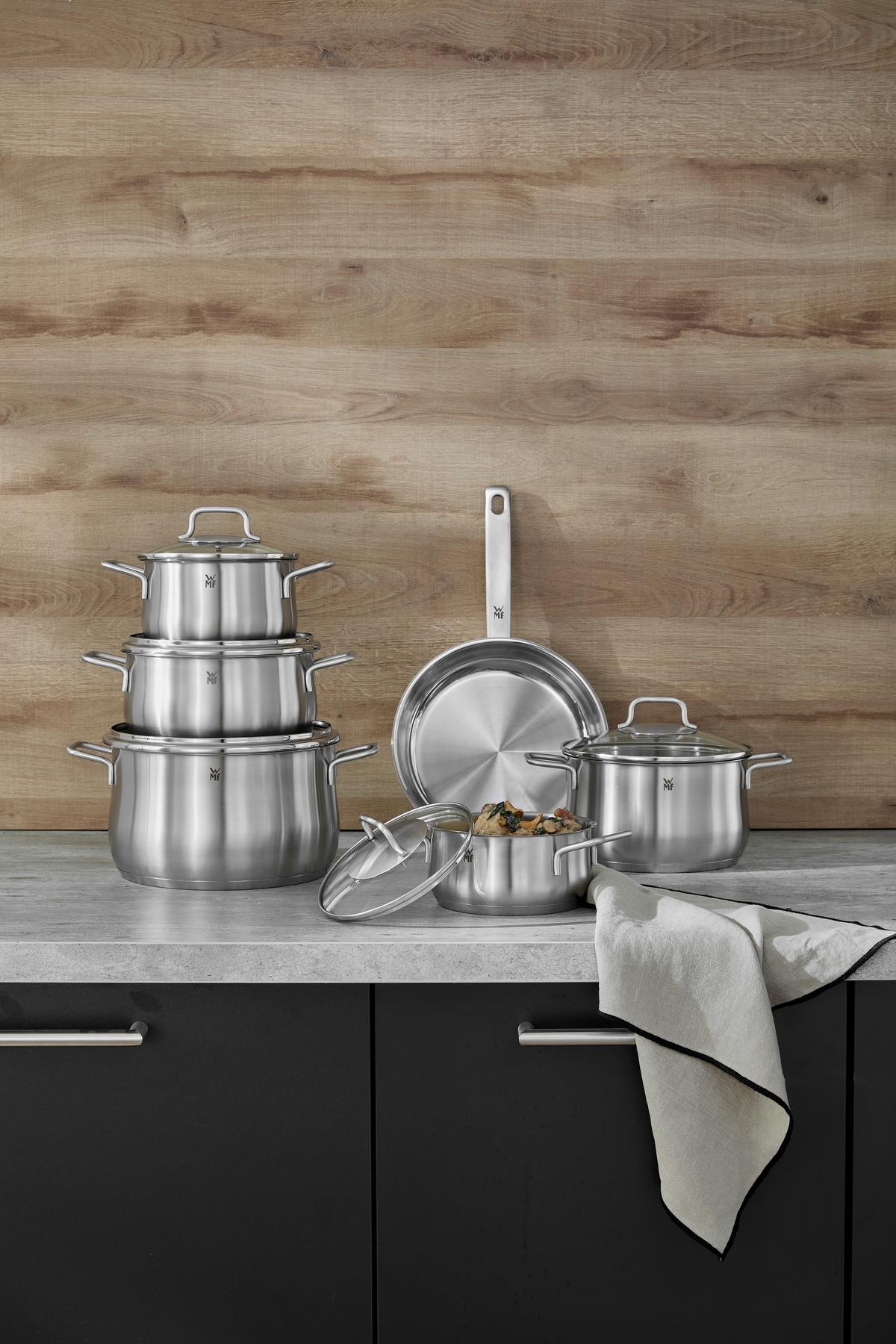 ZESTAW GARNKÓW 0739166030 WMF - kolor stalowy/przejrzysty, Basics, metal/szkło - WMF