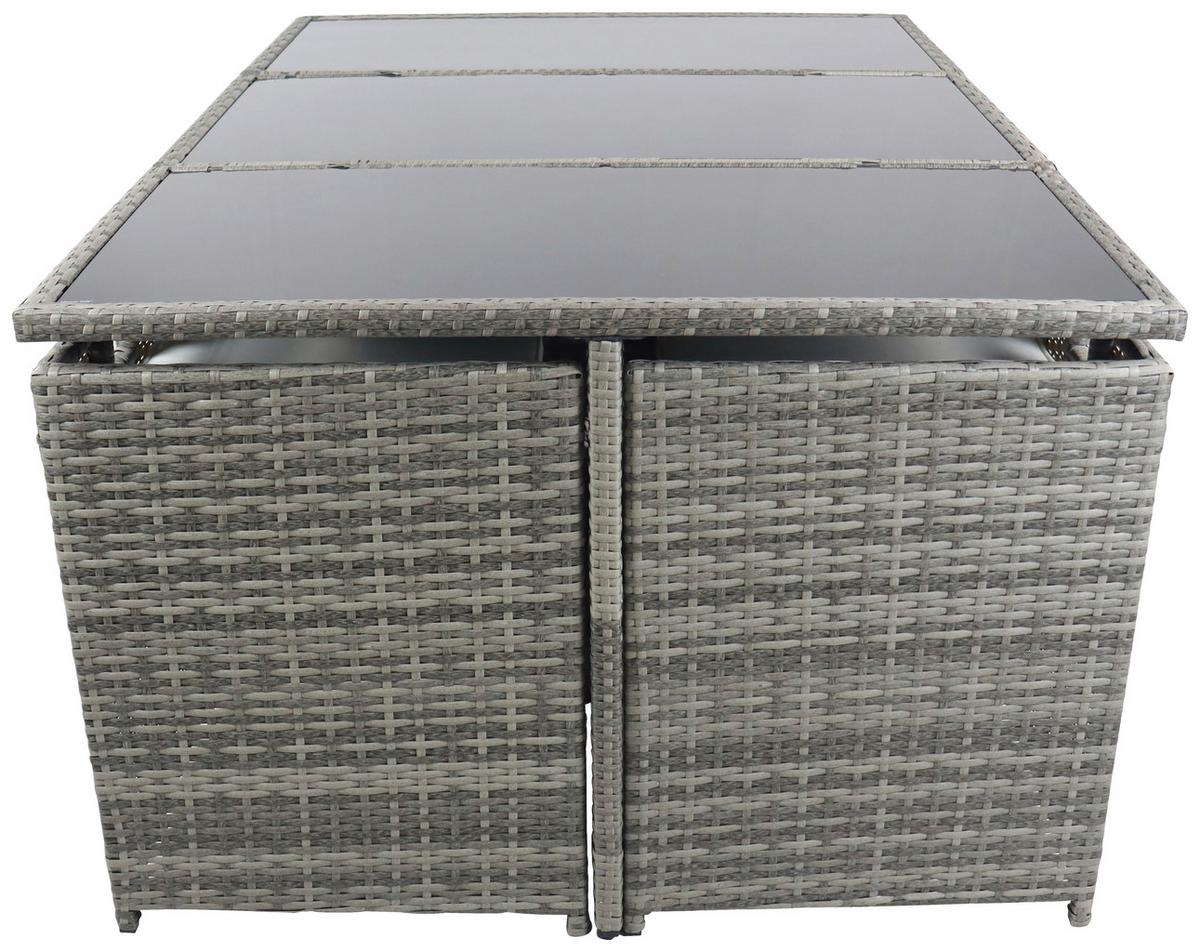 GARTENTISCHGRUPPE RALOSO - Creme/Grau, Modern, Glas/Kunststoff - Ambia Garden