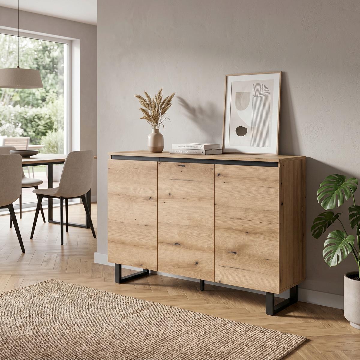 Tálalószekrény Tomasa - sötét tölgy, Design, faalapú anyag (120/84/36cm) - Livetastic