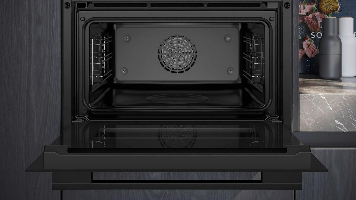 Dampfbackofen CS736G1B1 Schwarz/Edelstahlfarben - Edelstahlfarben/Schwarz, MODERN, Glas/Metall (59,4/54,5/54,8cm) - Siemens