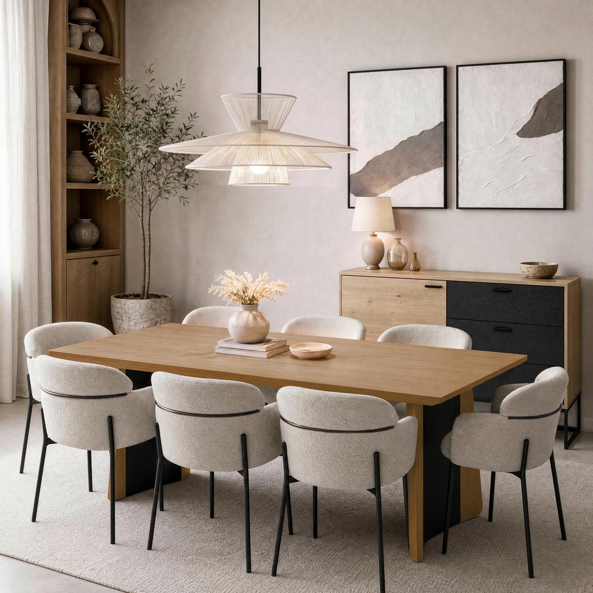 Armlehnstuhl Chloe Greige Webstoff Gepolstert - Greige/Schwarz, MODERN, Textil/Metall (62/79/59,5cm) - Bessagi Home