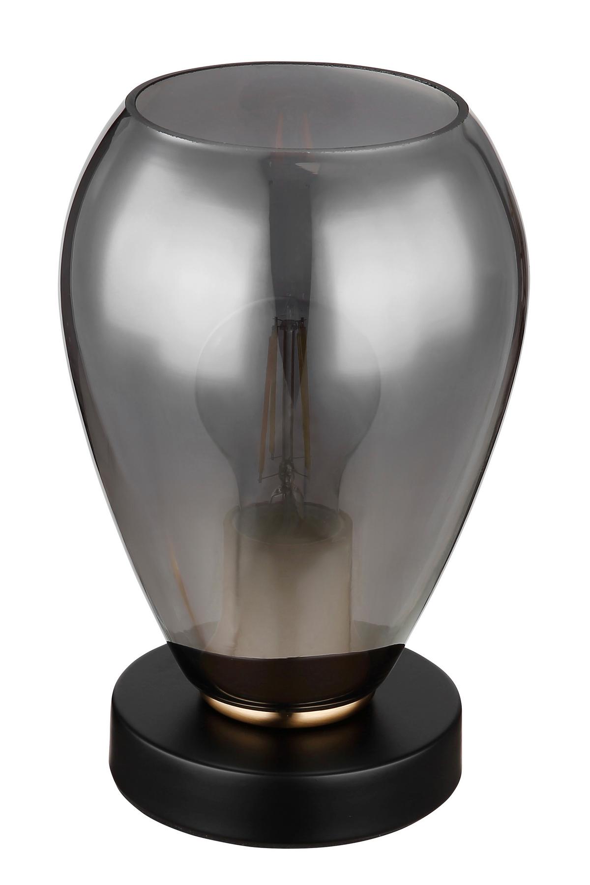 Tischleuchte Fanni max. 40 Watt - Messingfarben/Schwarz, Design, Glas/Metall (15/23,5cm) - Globo